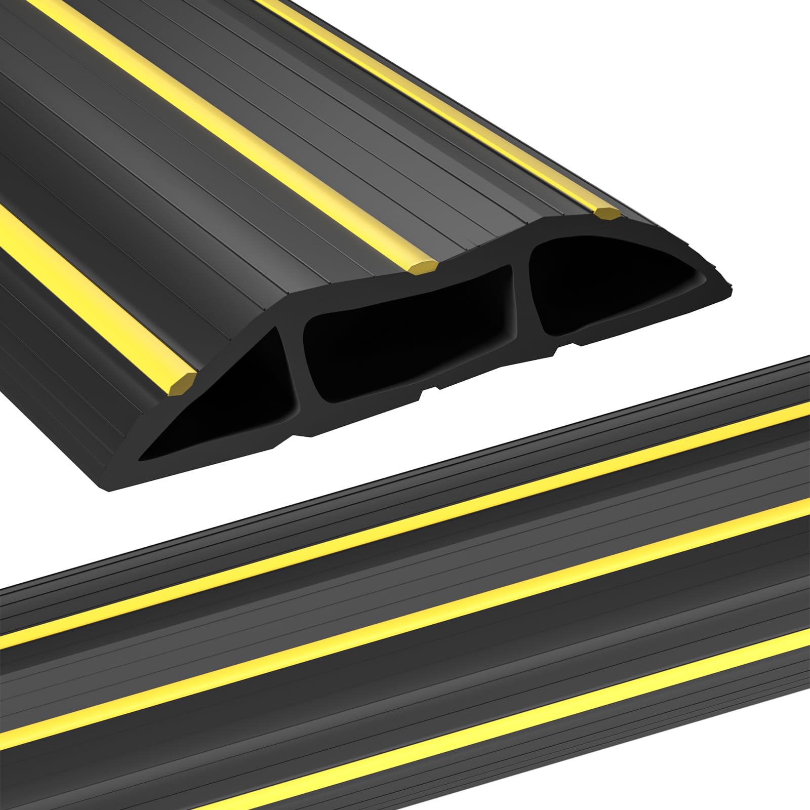 Agptek Heavy Duty Floor Cable Cover Cable Protector, 10 Ft Floor Cord Protector 3 Channels Floor Cord Cover (Mid Channel 0.93'')