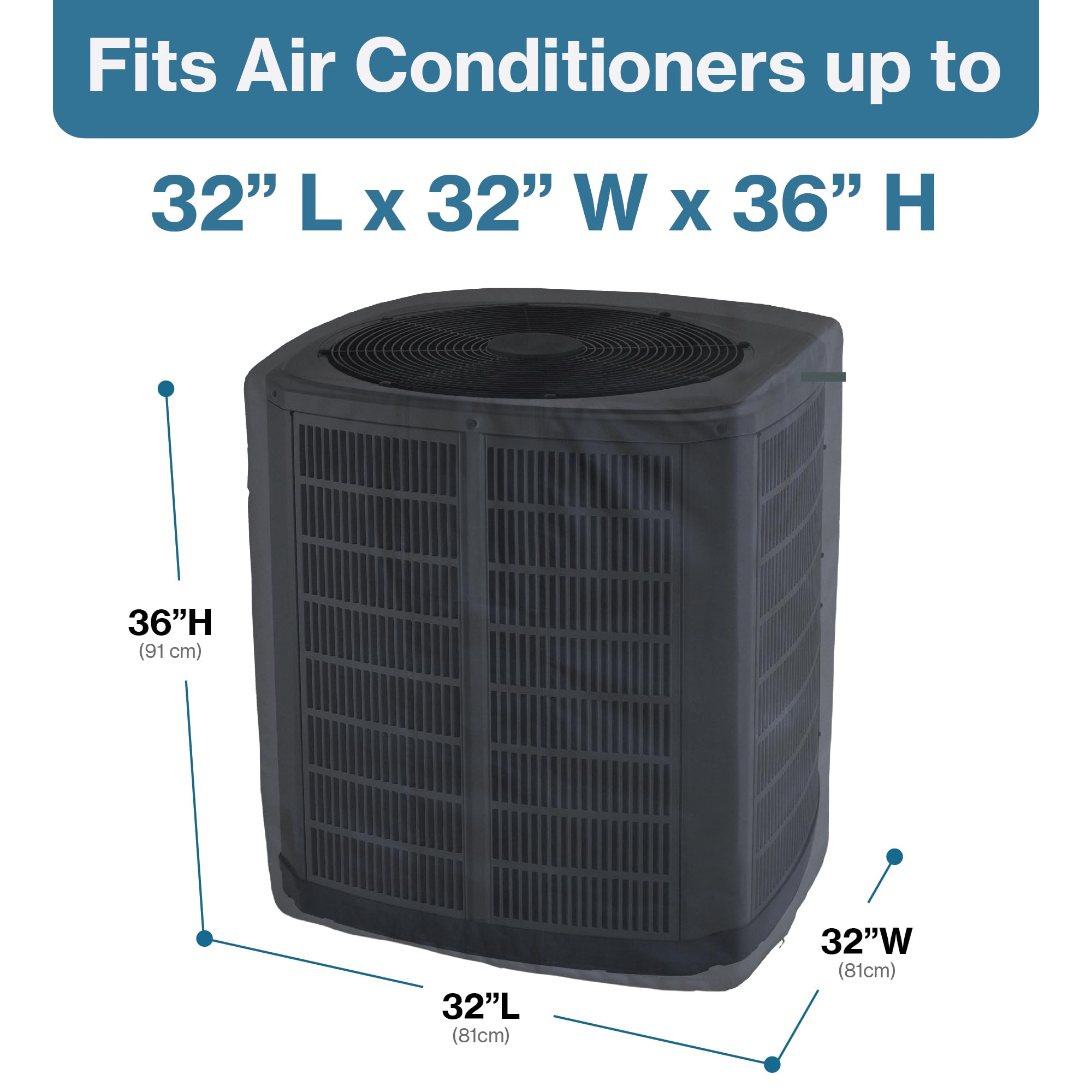 Air Conditioner Cover For Outside Units   32   L X 32   W X 36   H Inch, Heavy Duty 600D Tear Resistant Material, Weatherproof A