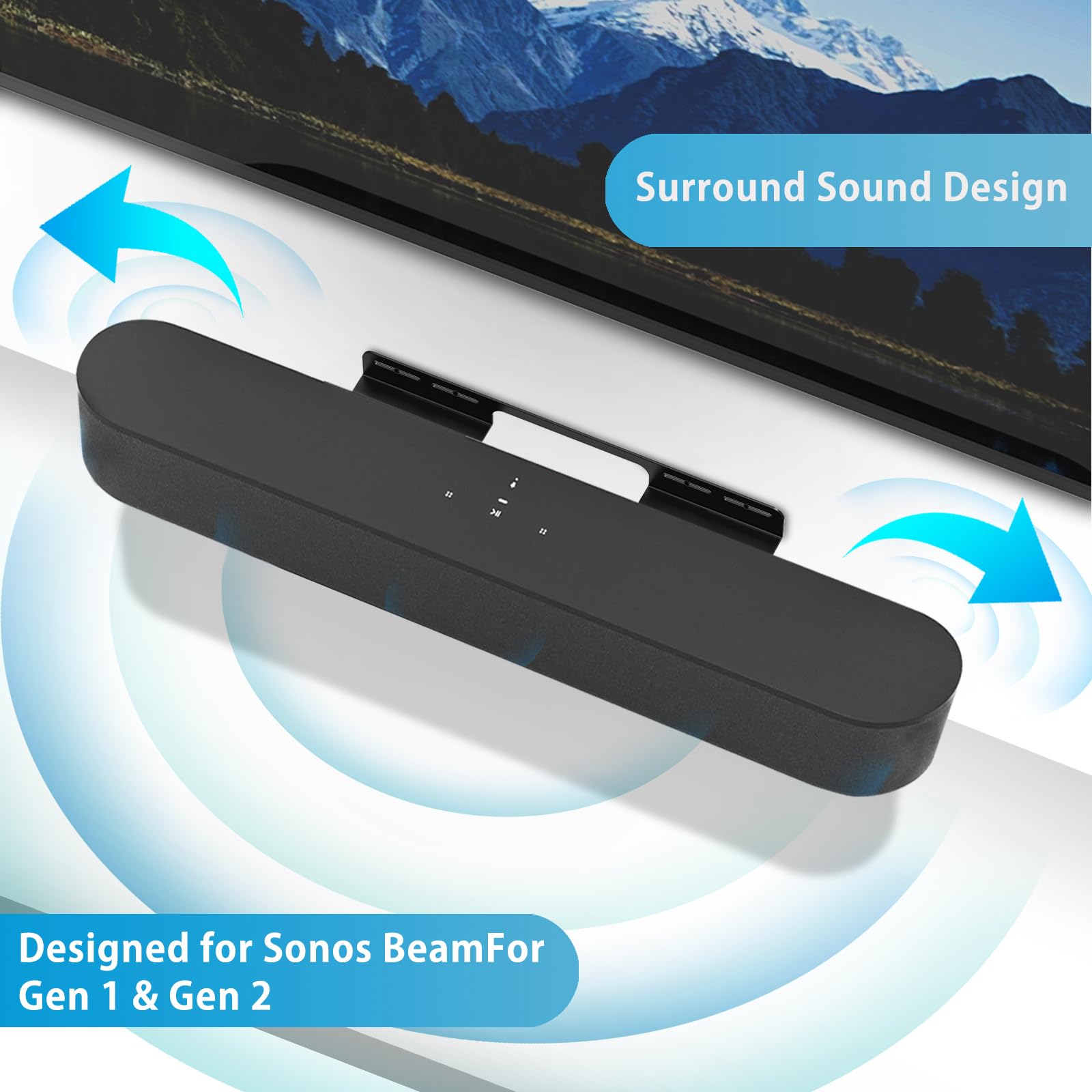 Yantuo Soundbar Mount Compatible For Sonos Beam Wall Mount Bracket Compatible With Gen 1 & Gen 2 Sonos Beam Sound Bar, Black