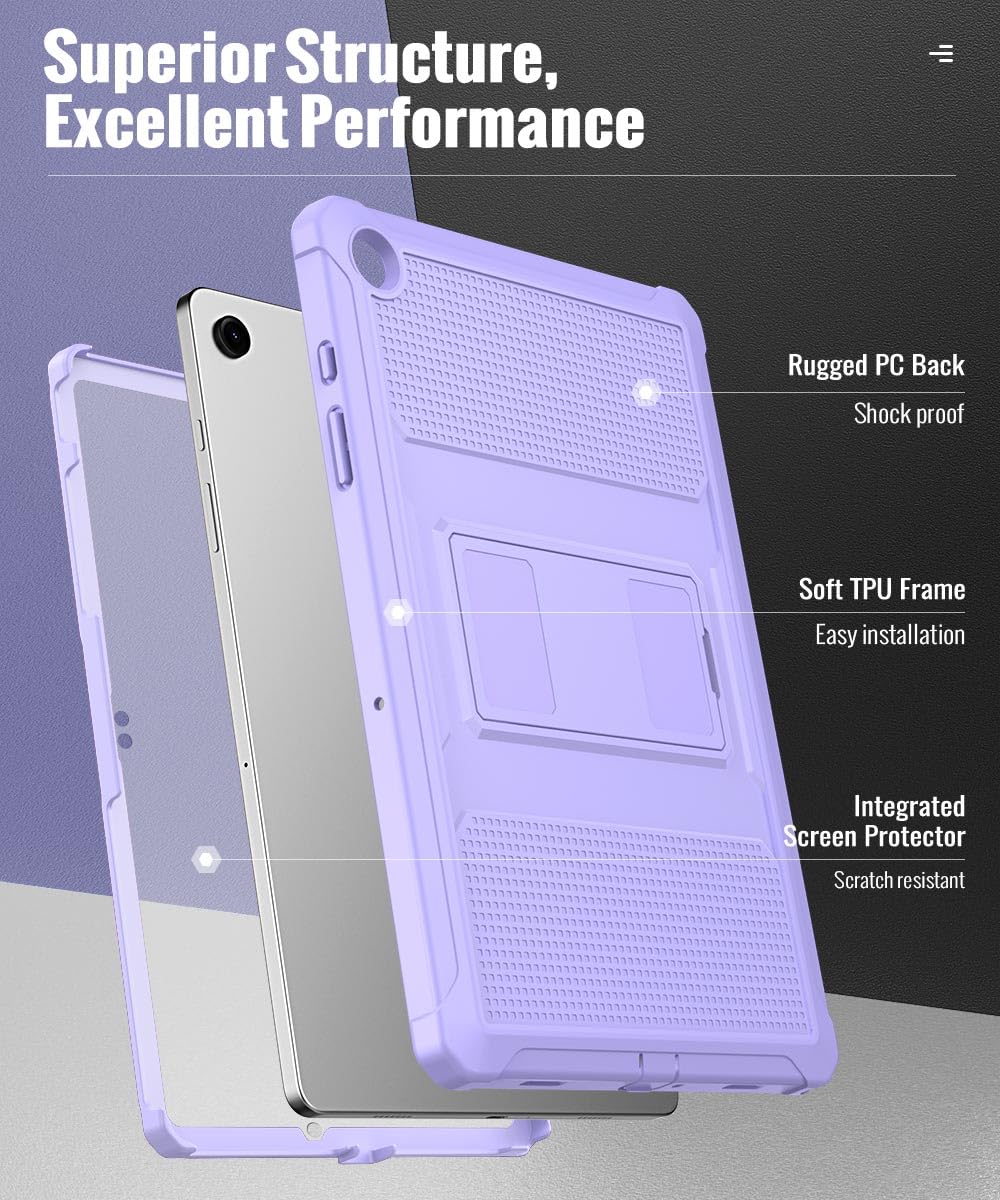 MoKo Case Fit Galaxy Tab A9 Plus 11 Inch 2023 (SM X210/X216/X218), Shockproof Full Body Rugged Stand Back Cover Built in Screen Protector Fit Galaxy Tab A9+ 11' 2023, Taro Purple