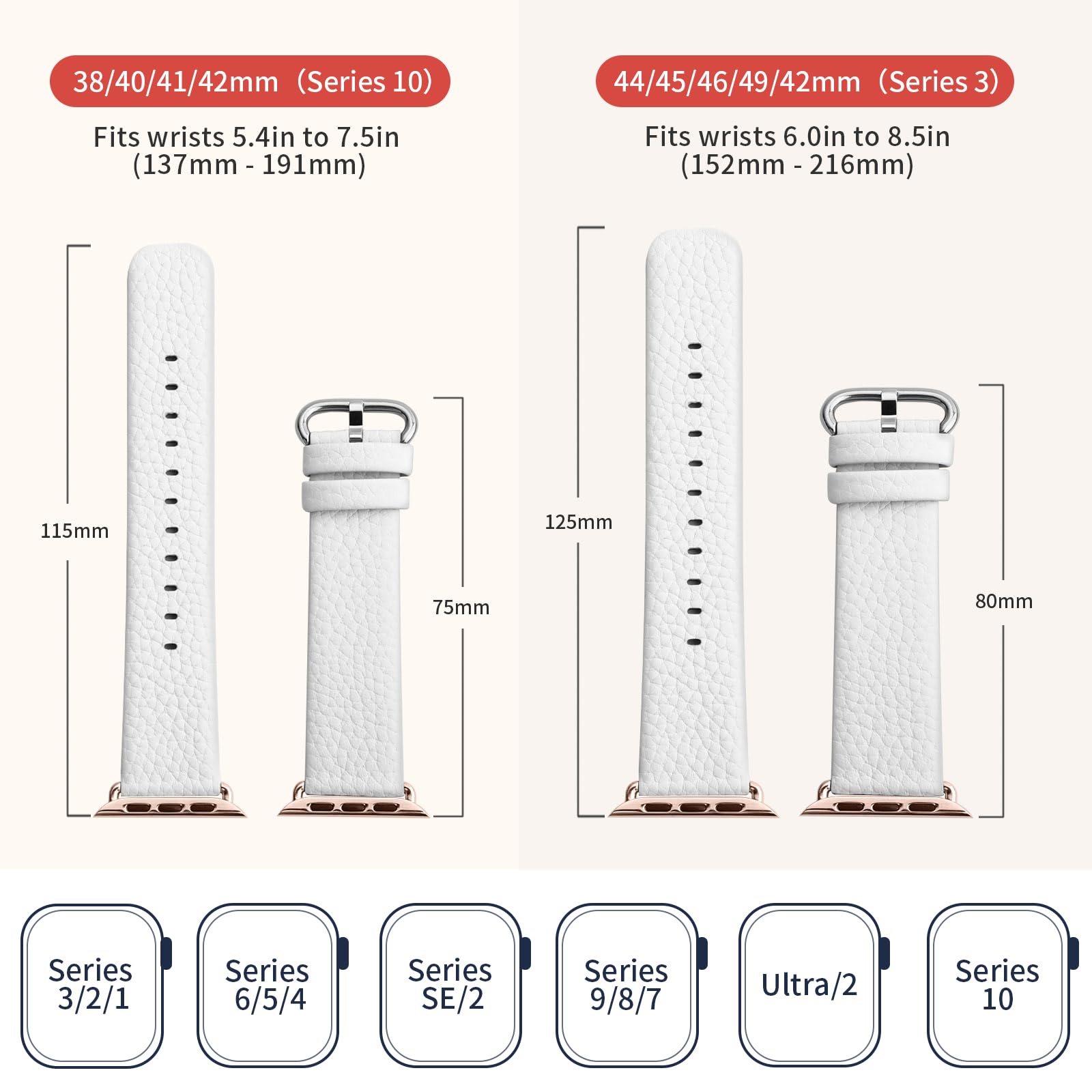 Fullmosa Watch Band Compatible With Apple Watch Leather Band 42Mm 41Mm 40Mm 38Mm, Iwatch Band For Series Ultra2/Ultra/10/9/8/7/6