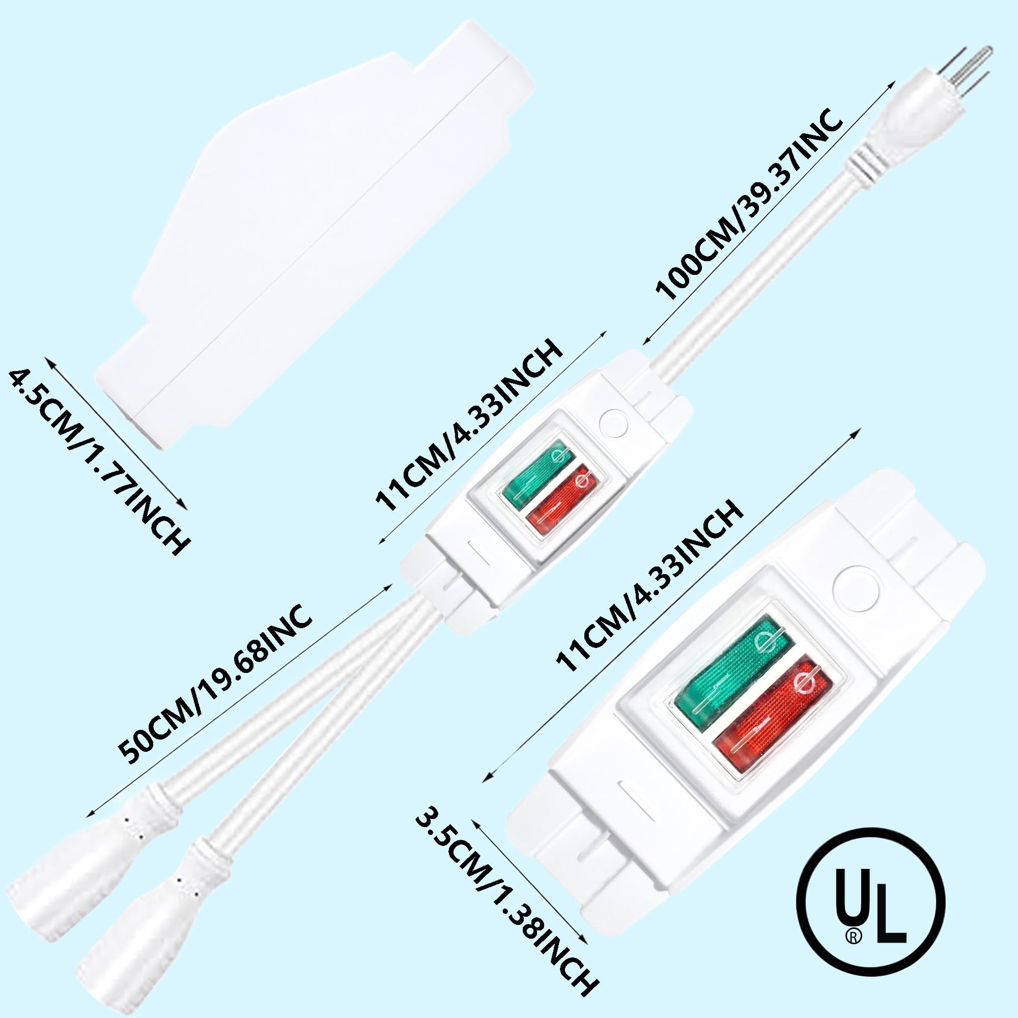 2 Way Extension Cord With On/Off Led Switch, Fiabtool 3 Prong Extension Cord Splitter, Heavy Duty Plug Splitter, Sjtw 18Awg 10A/