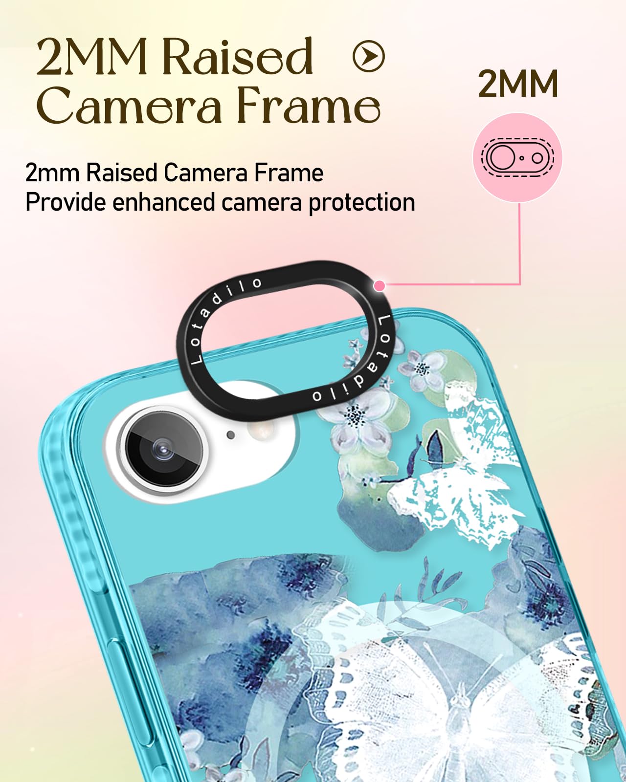 Lotadilo Cute Case For Iphone 16E For Women Girls - Funny Ink Butterfly Design Compatible With Magsafe Magnetic Ring Holder Kick