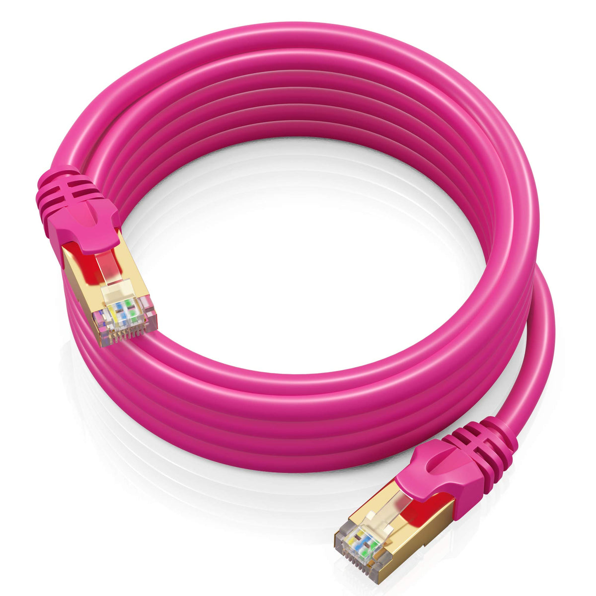 Cat 7 Ethernet Cable 12 Ft   High Speed Internet & Network Lan Patch Cable, Rj45 Connectors   12Ft / Pink   Perfect For Gaming, Streaming, And More