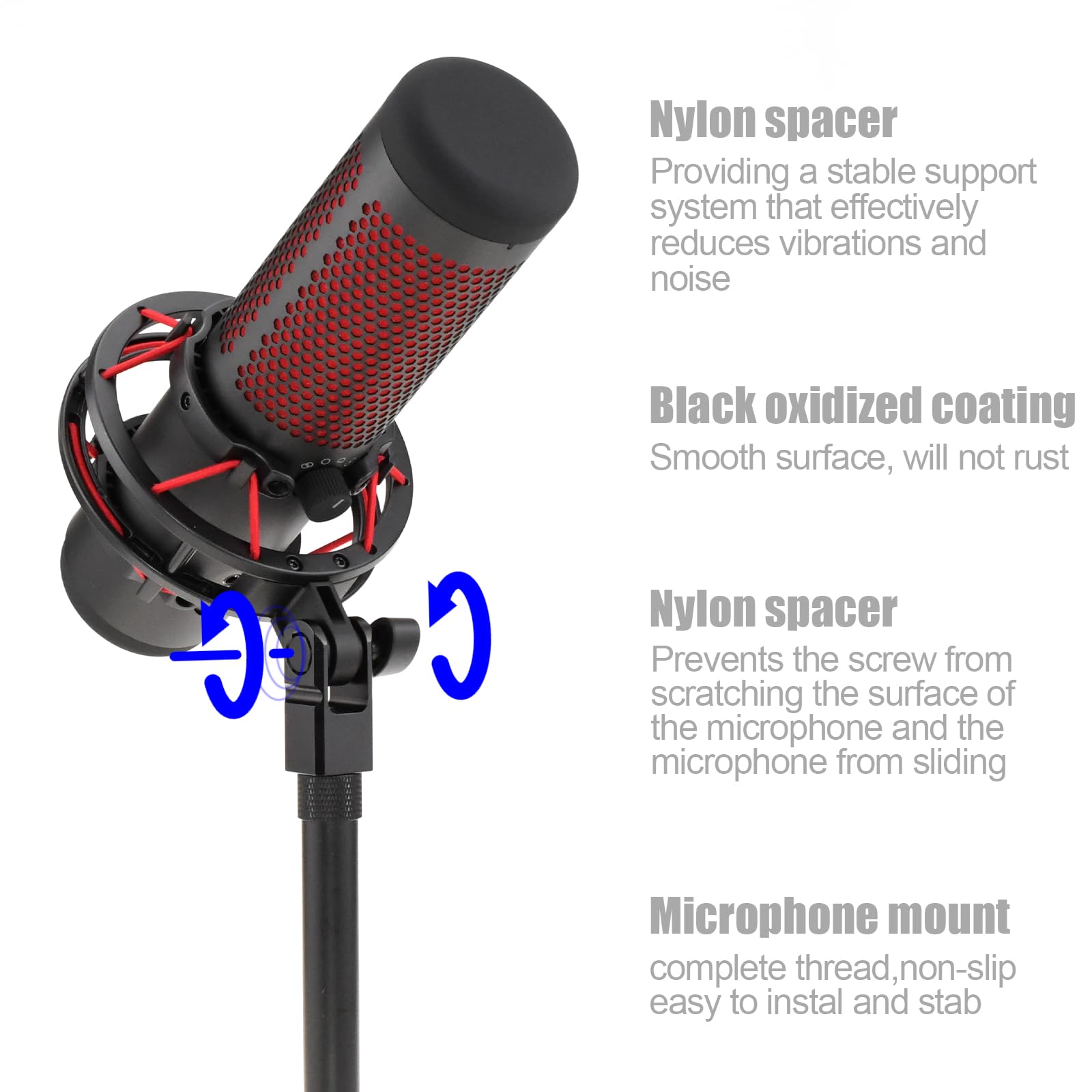 Microphone Mount Adapter For Hyperx Quadcast With 3/8'' Or 1/4'' Screw Adapter, Works With Hyperx Quadcast Microphone Stand & Bo