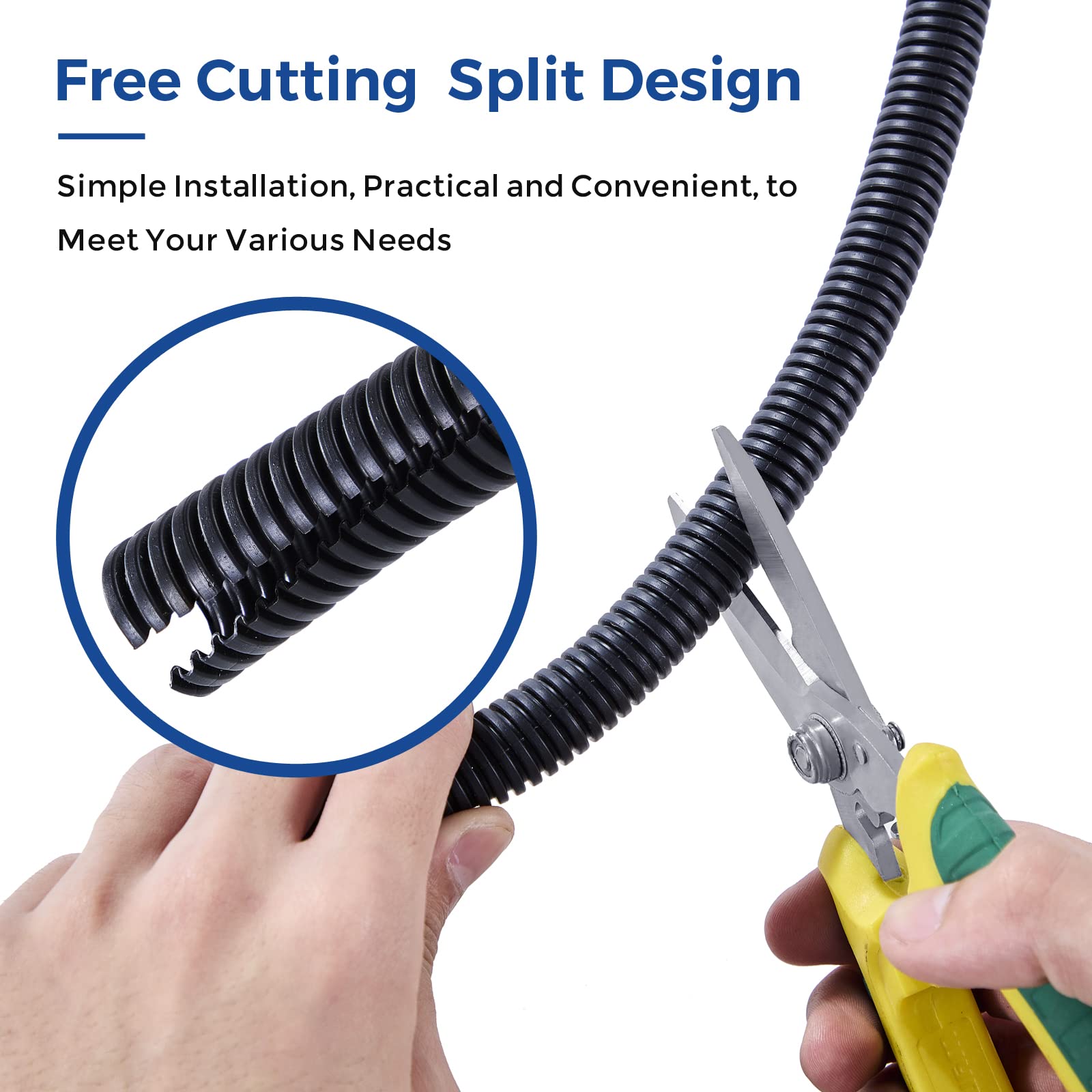 Yclyc 33Ft 1/2Inch Cable Management, White Wire Loom Tubing Cord Protector, Cable Sleeve Wire Wrap, Cord Wrap For Computer Cord