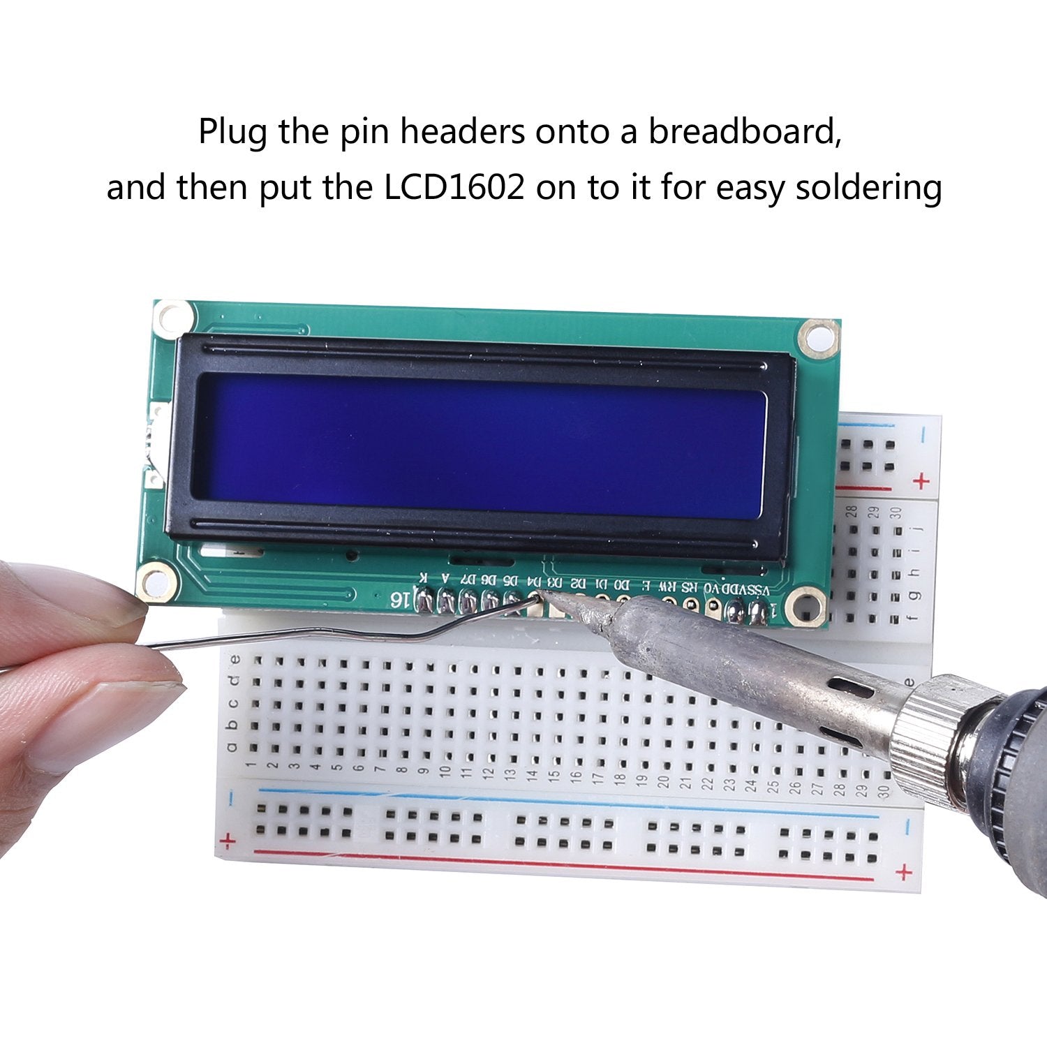 Sunfounder Lcd1602 Module With 3.3V Backlight Compatible With Arduino R3 Mega2560 Raspberry Pi 16X2 Character White On Blue Back