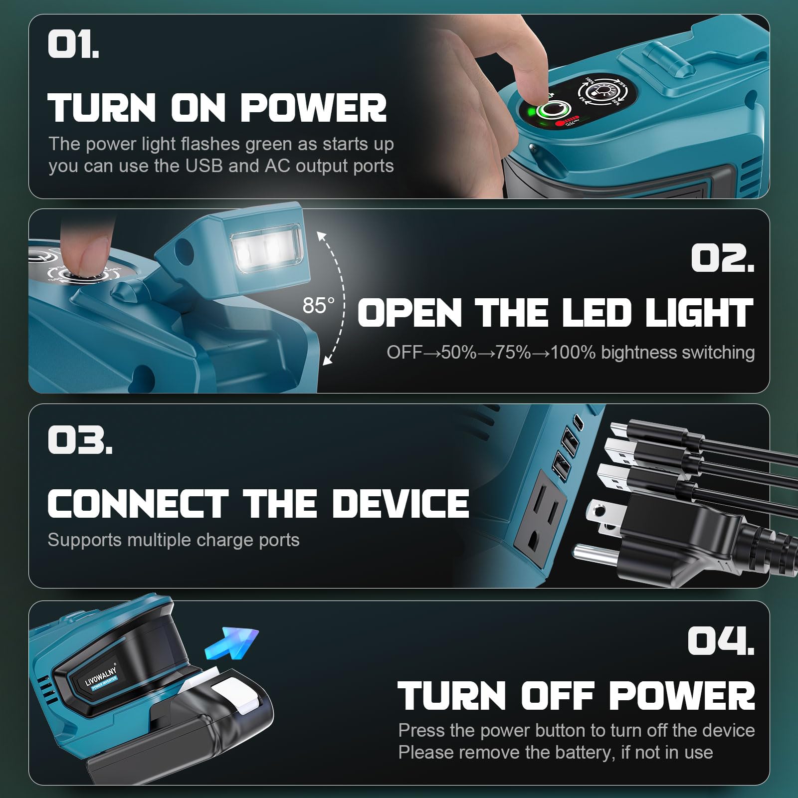 200W Power Inverter For Makita 18V Battery, Dc 18V To Ac 110 120V Battery Inverter, Portable Power Station Generator, Charger Ad