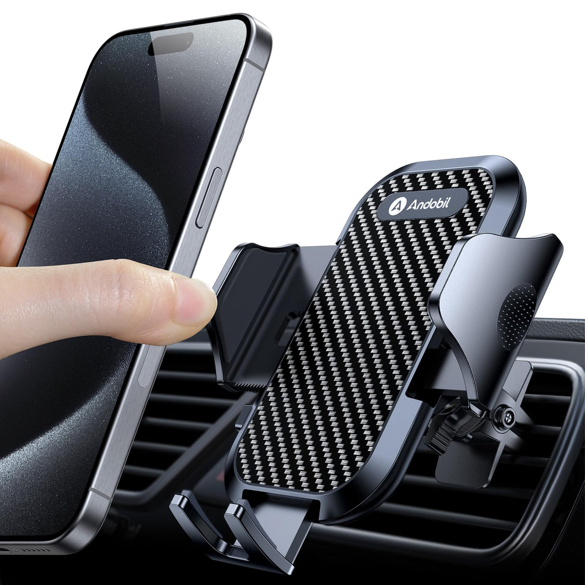 Andobil Car Phone Holder Mount [2023 Upgraded] Smartphone Air Vent Holder Easy Clamp Hands Free Cell Phone Car Mount Compatible