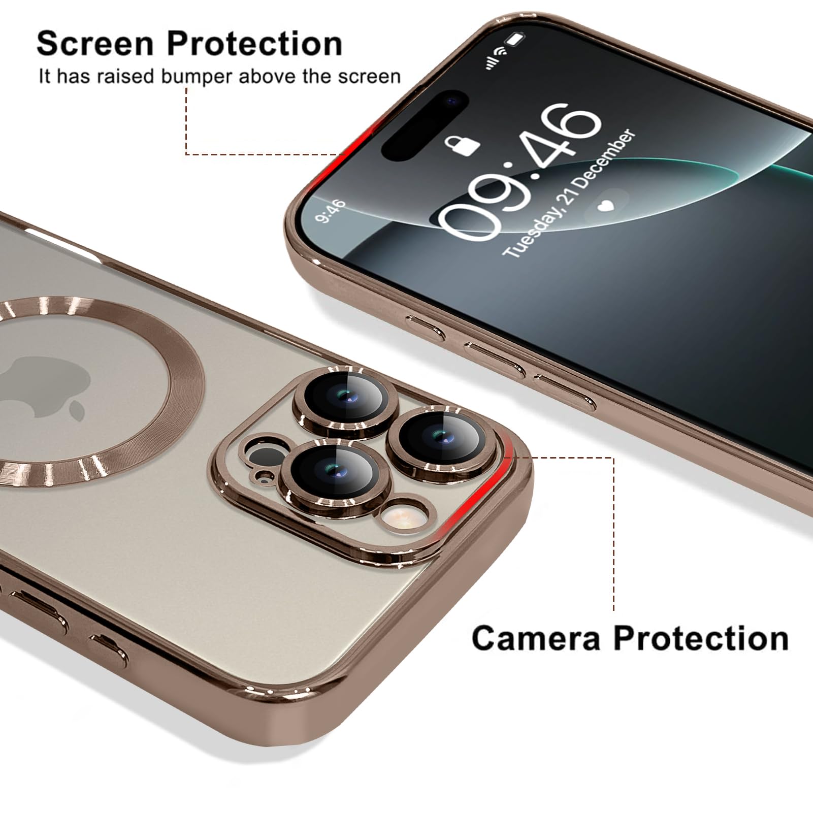 Ook Magnetic Case Made For Iphone 16 Pro Max (6.9 Inch) [Built In Camera Lens Protector] [Compatible With Magsafe] Soft Tpu Anti