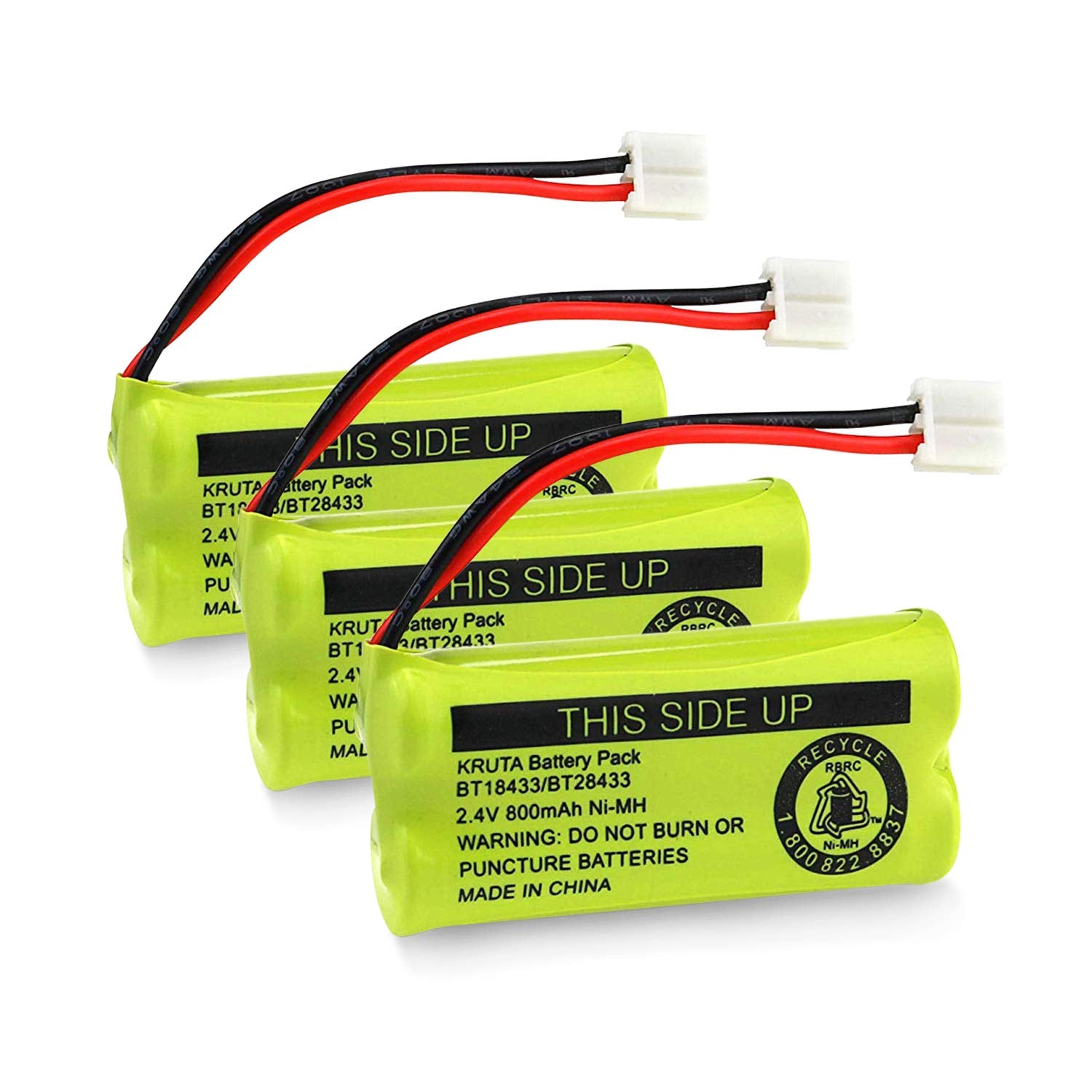 Kruta Bt18433/Bt28433 800Mah 2.4V Ni Mh Cordless Phone Battery Compatible With At&T And Vtech Bt18433 Bt28433 Bt184342 Bt284342