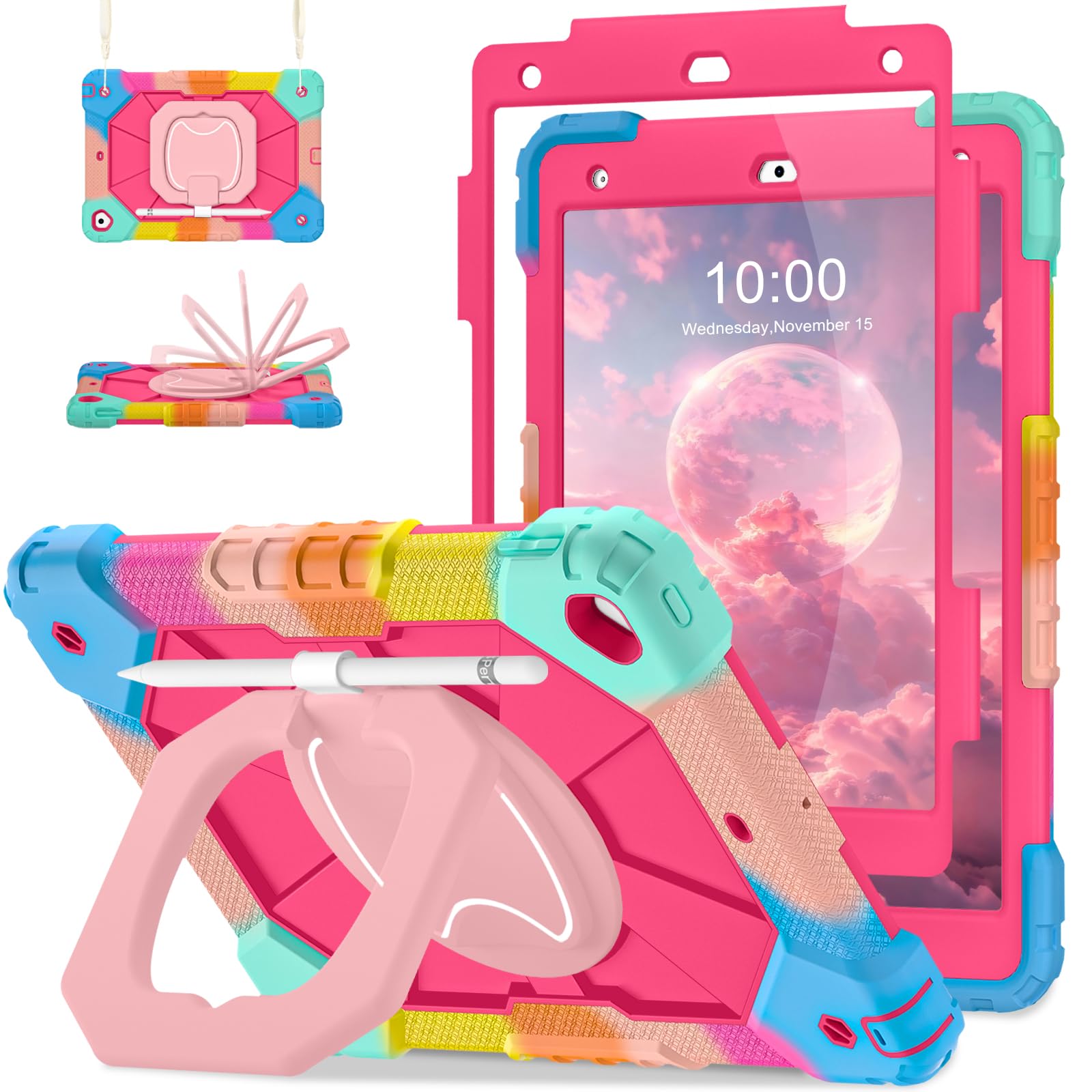 Auizotl Case for iPad 9th/8th/7th Generation 10.2 Inch iPad Case 9th Generation with Screen Protector/Rotate Stand/Pen Holder, H