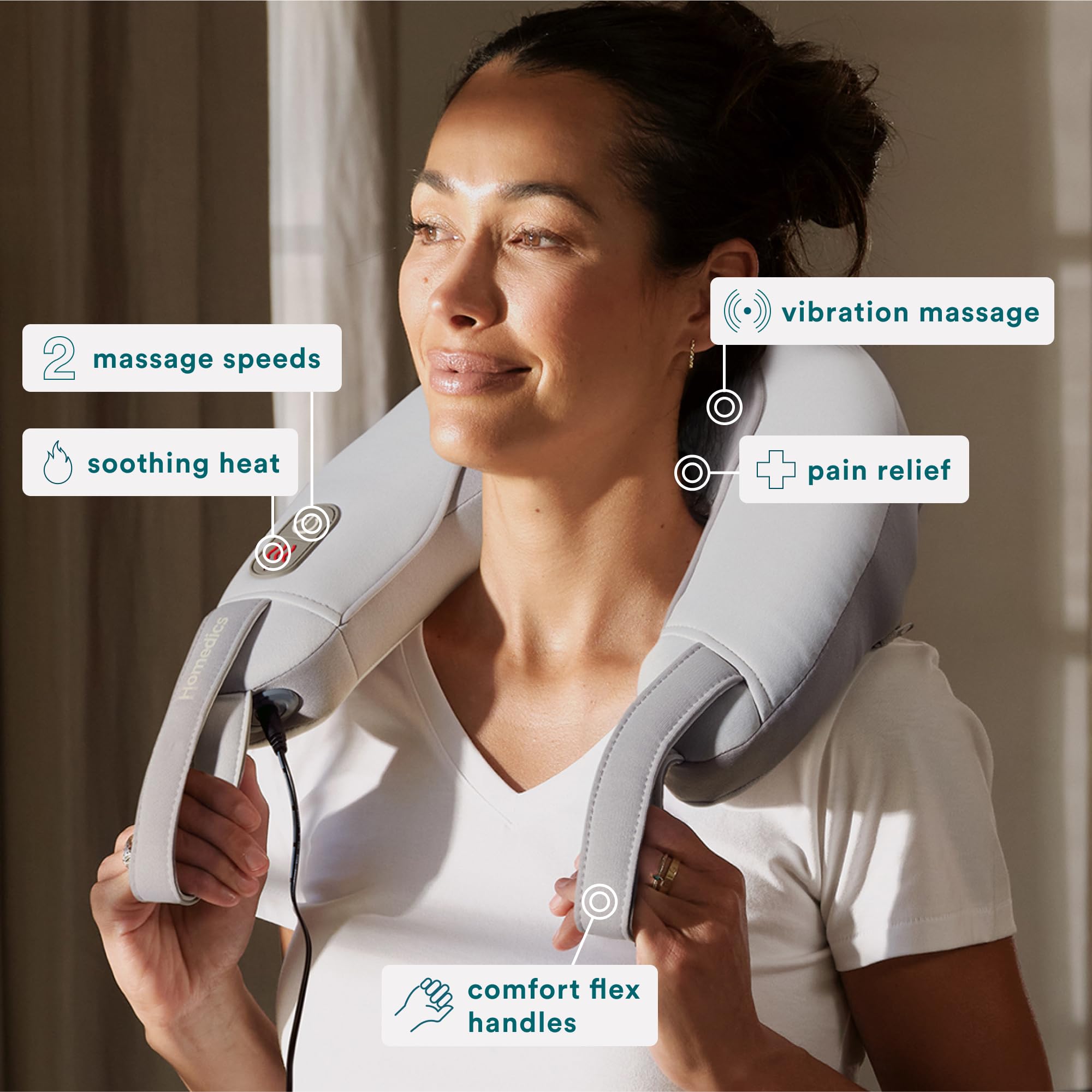 Homedics Pro Therapy Vibration Neck Massager With Heat   Soft Foam, Vibration Massage, Plus Soothing Heat And Choice Of 2 Speeds