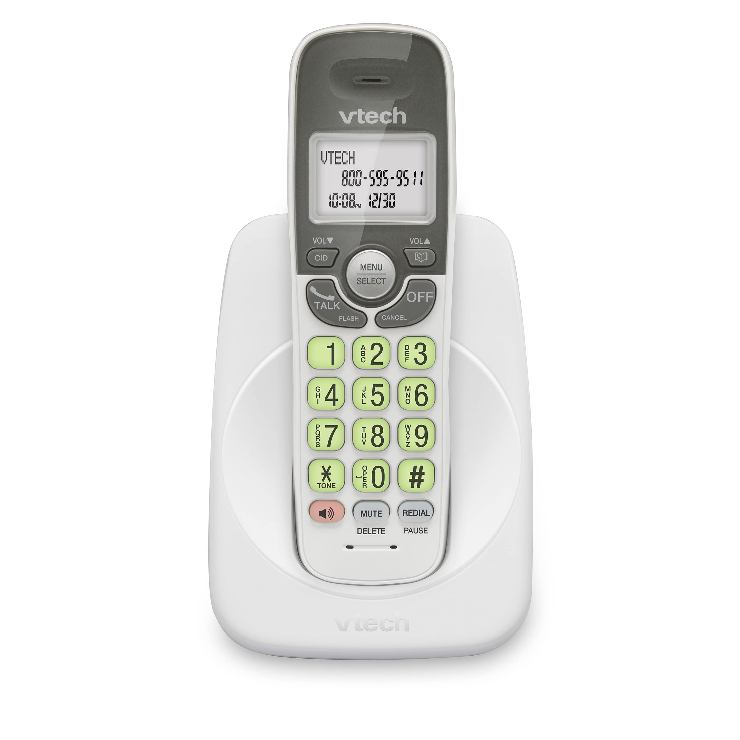 [New] VTech VG131 DECT 6.0 Cordless Phone - Bluetooth Connection, Blue-White Display, Big Buttons, Full Duplex Speakerphone, Cal