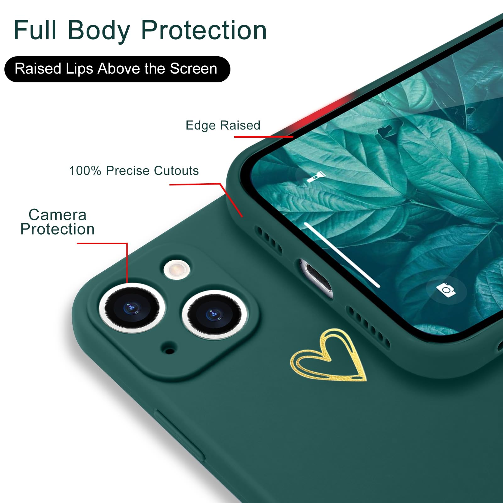 Wirvyuer For Iphone 14 Case Cute Slim Shockproof Phone Case With Wireless Charging Support And Protection, Green