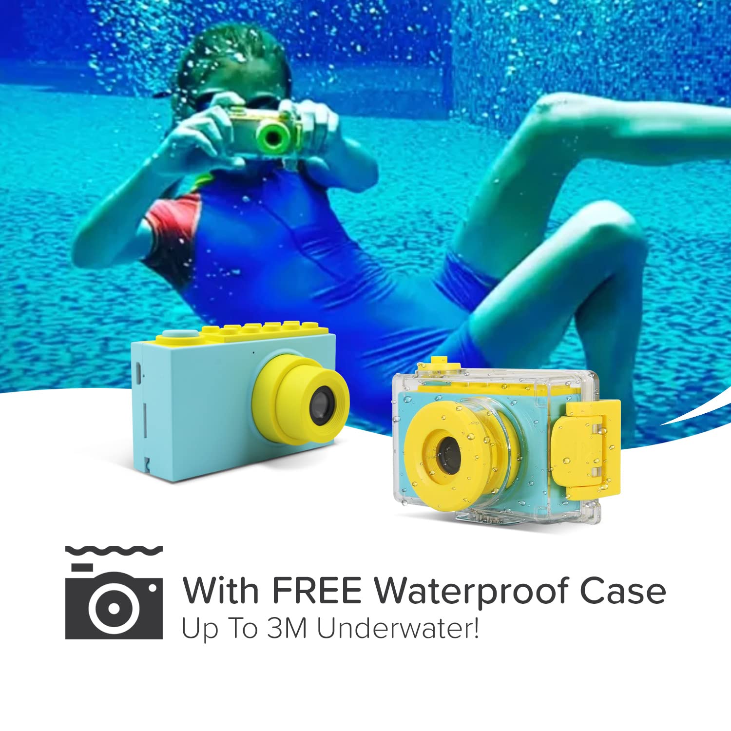 Myfirst Camera 2 8Mp Underwater Camera For Kids Waterproof Camera 1080P Hd Video With Free 16Gb Memory Card Shockproof Case Acti