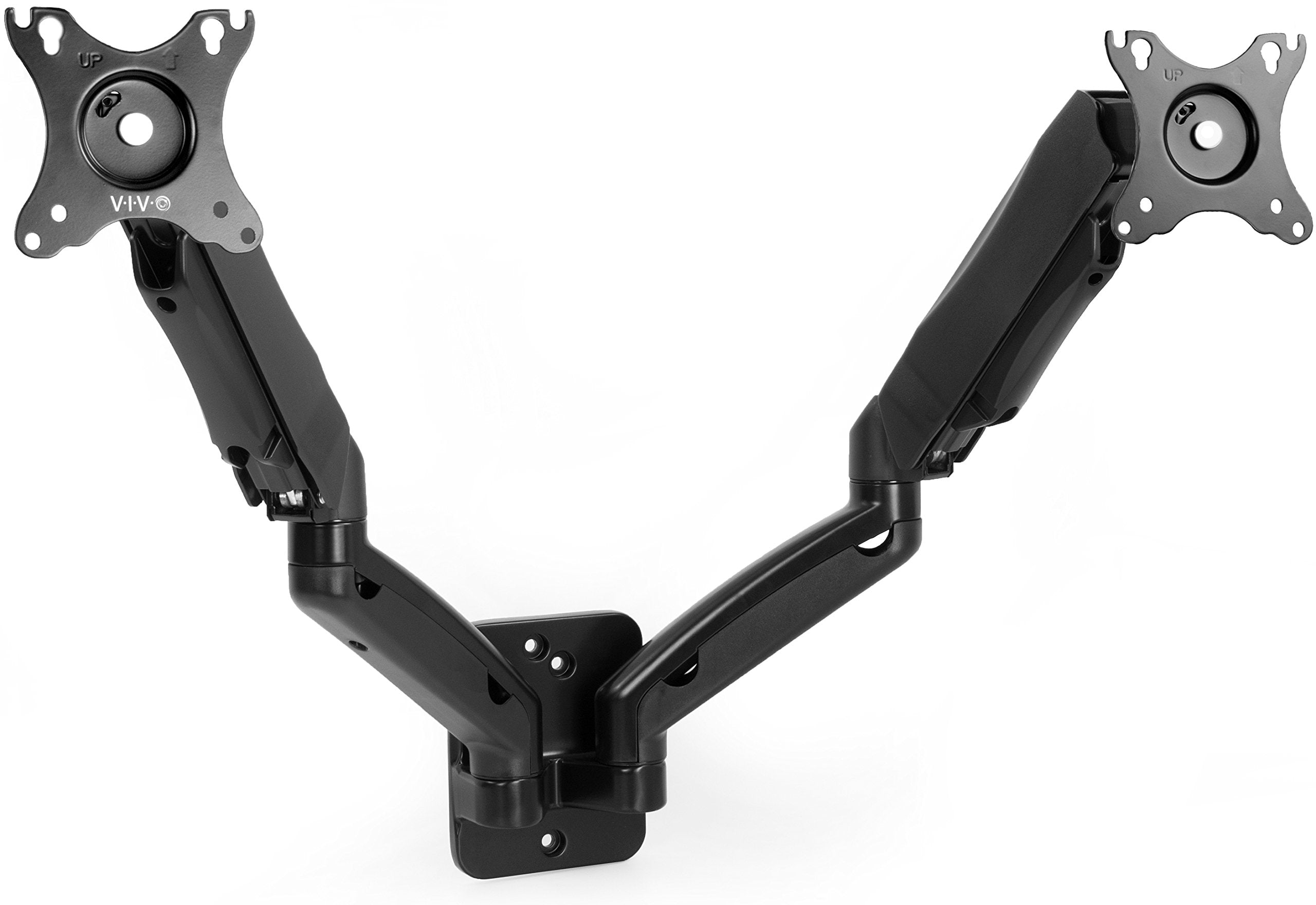 VIVO Height Adjustable Pneumatic Extended Arm Dual Monitor Wall Mount Full Motion Articulating, Fits 2 Screens 17 to 32 inches, Black, MOUNT V002G