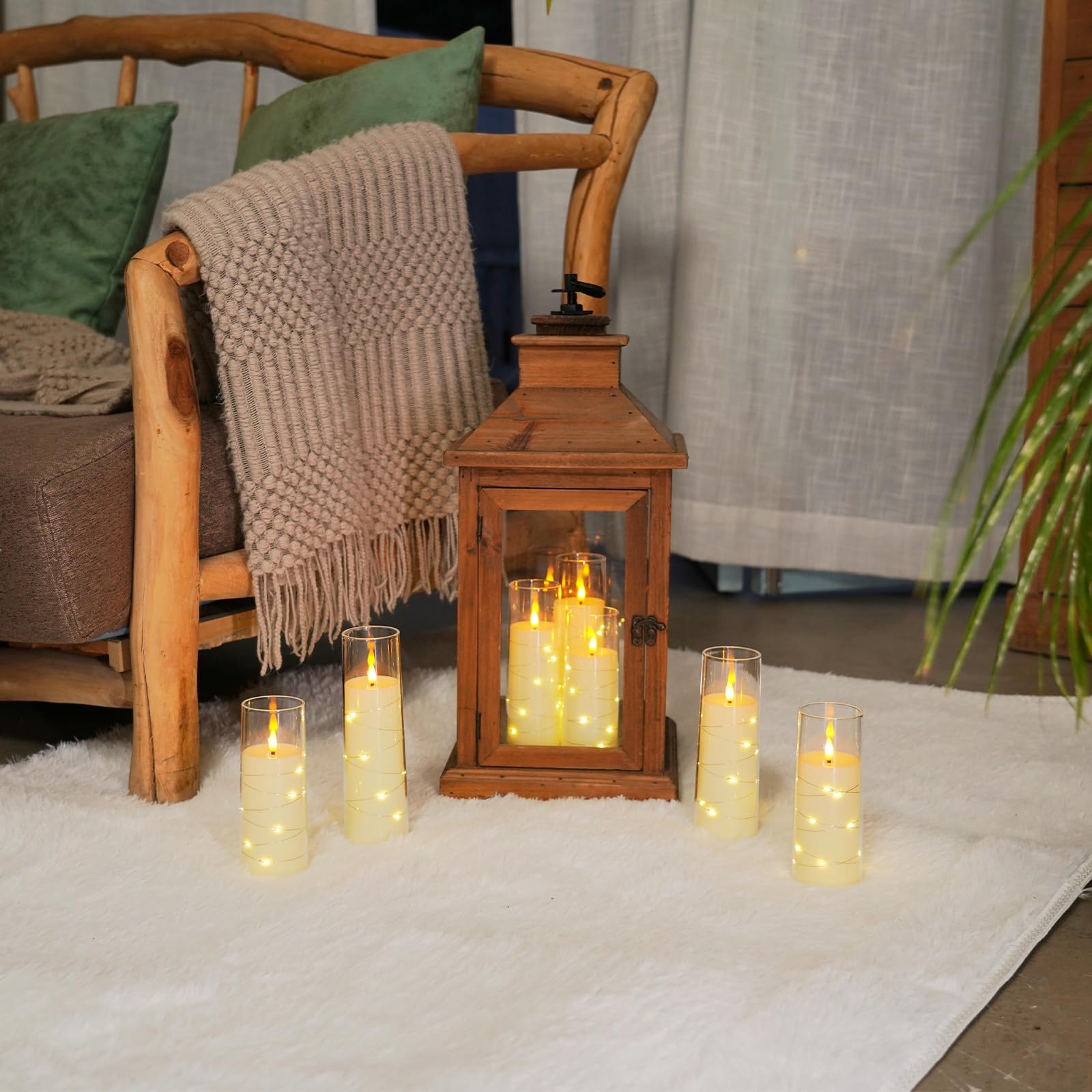 Raycare Flameless Led Candles With Embedded Star String, 9 Pcs Battery Operated Acrylic Pillar Candles With Timer And Remote, Fl