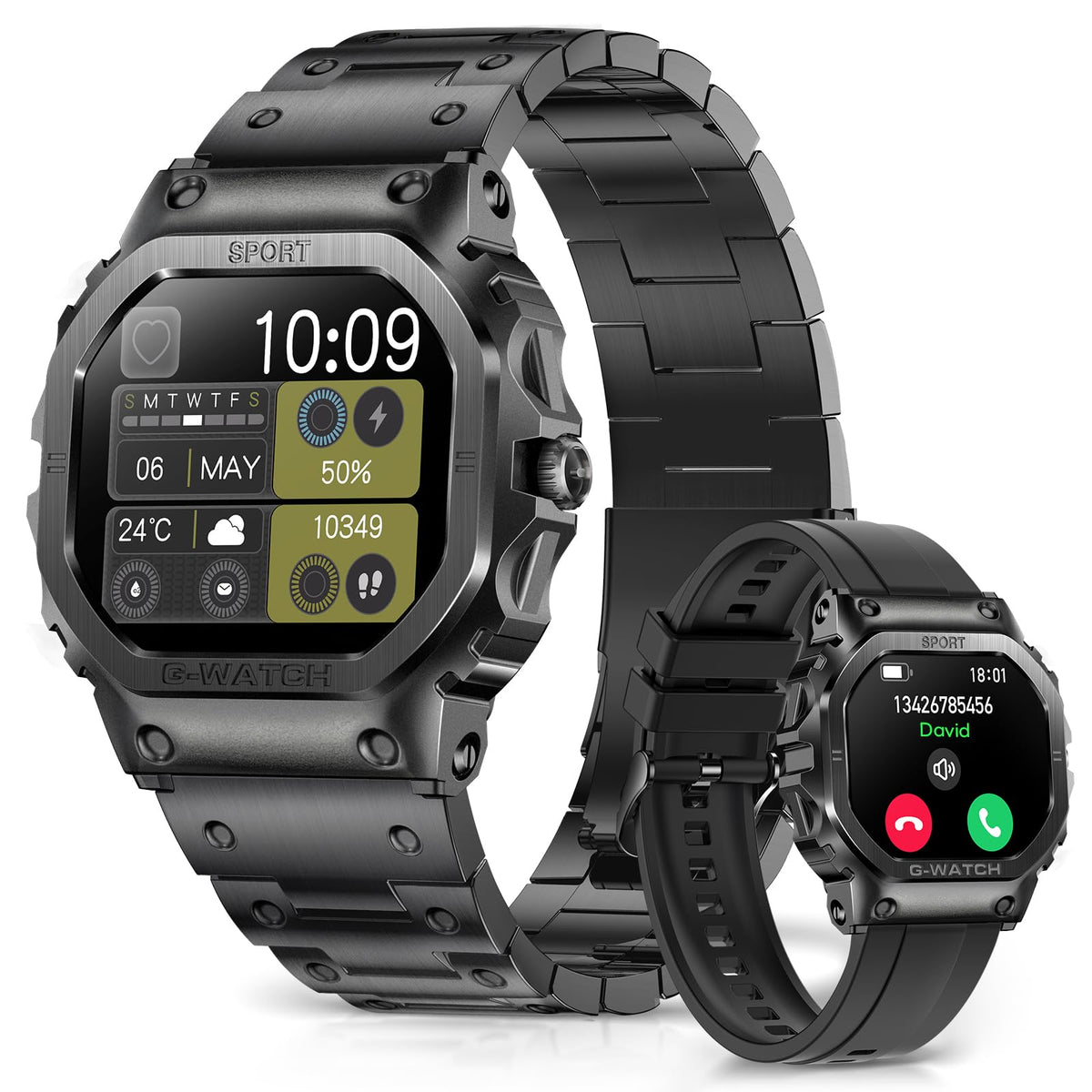 Fosmet Smart Watches For Men (Answer/Make Calls), 1.57 ' 'Hd Smart Watch For Android And Iphone, 24/7Fitness Watches With Ip68/H