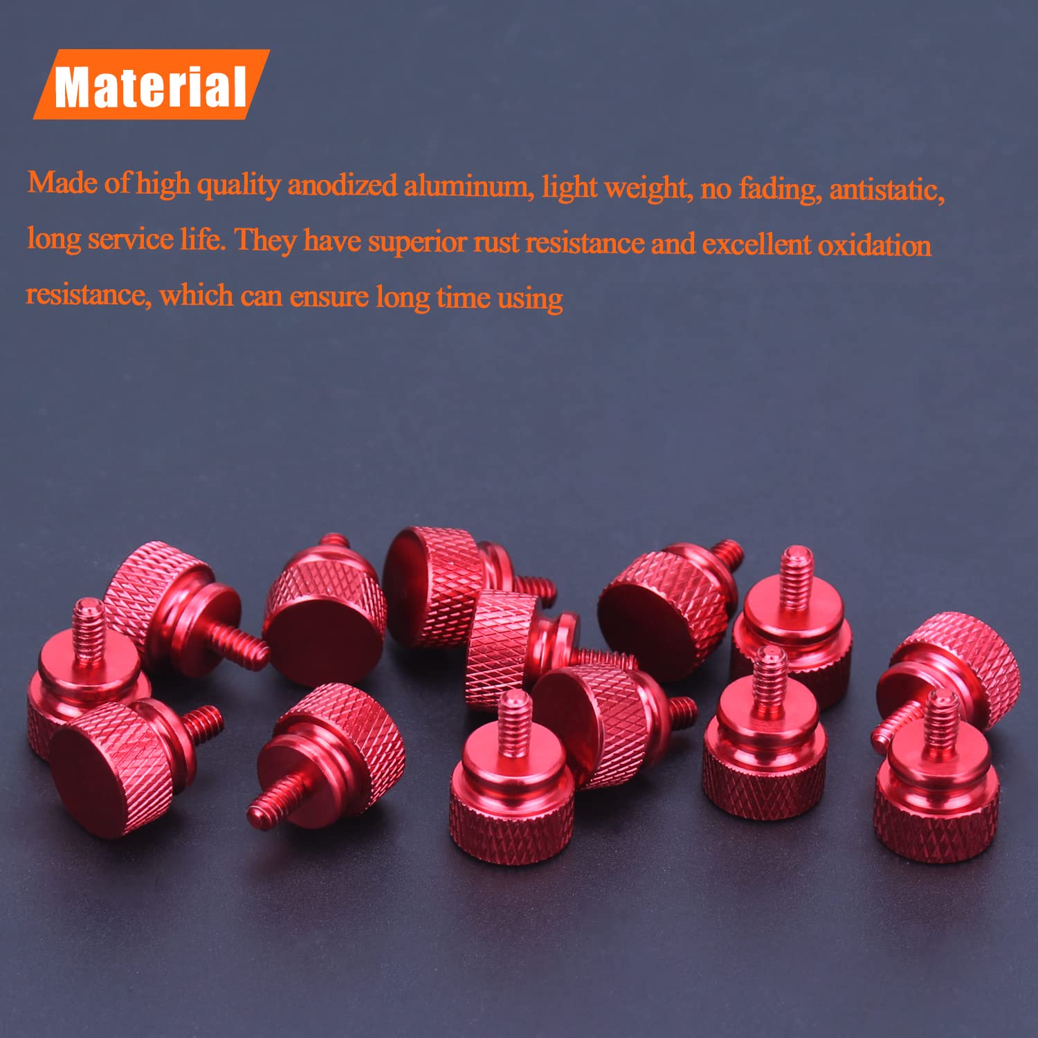 Helifouner 10 Pieces 6 32 Thread, Red Color Anodized Aluminum Computer Case Thumbscrews, Thumb Screws For Computer Case/Cover/Po