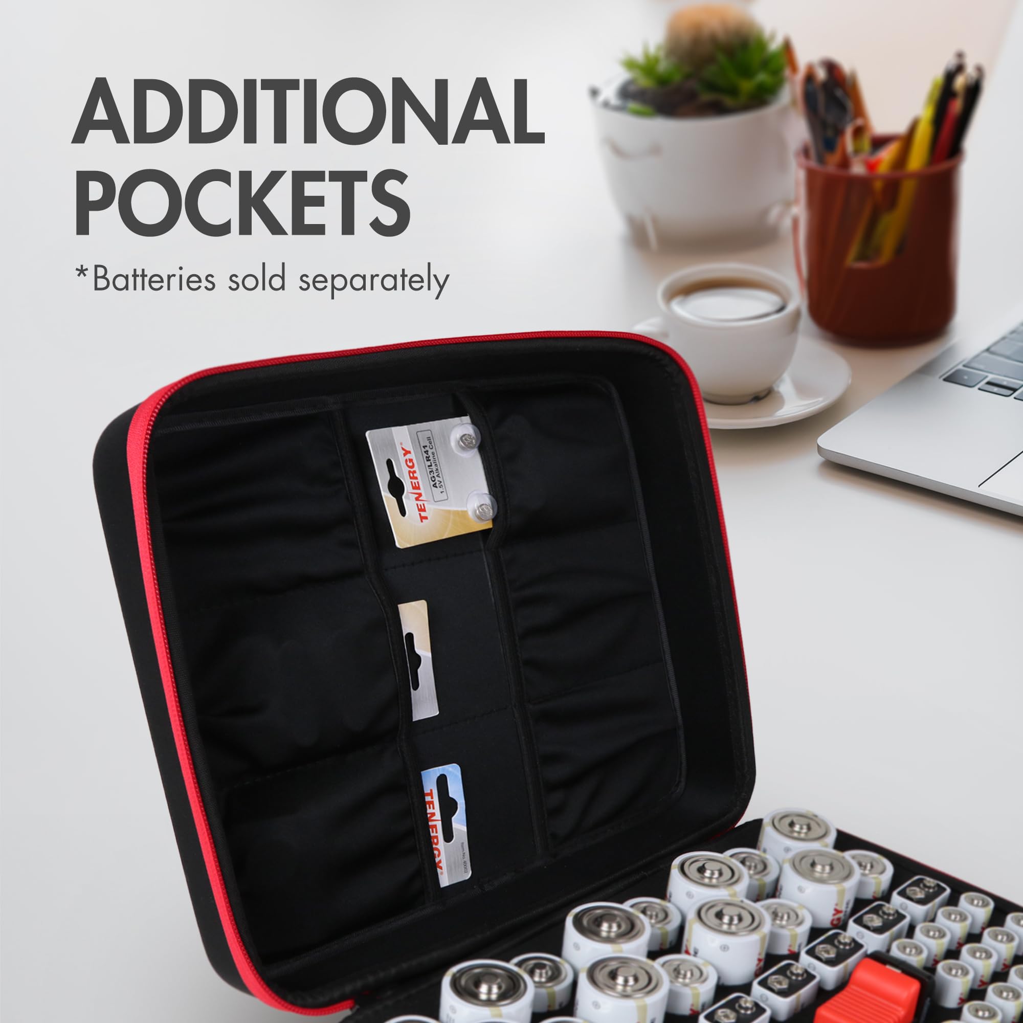 Tenergy Large Battery Organizer Storage Case With Battery Tester, Holds 120 Batteries Aa Aaa C D 9V (Batteries Not Included)