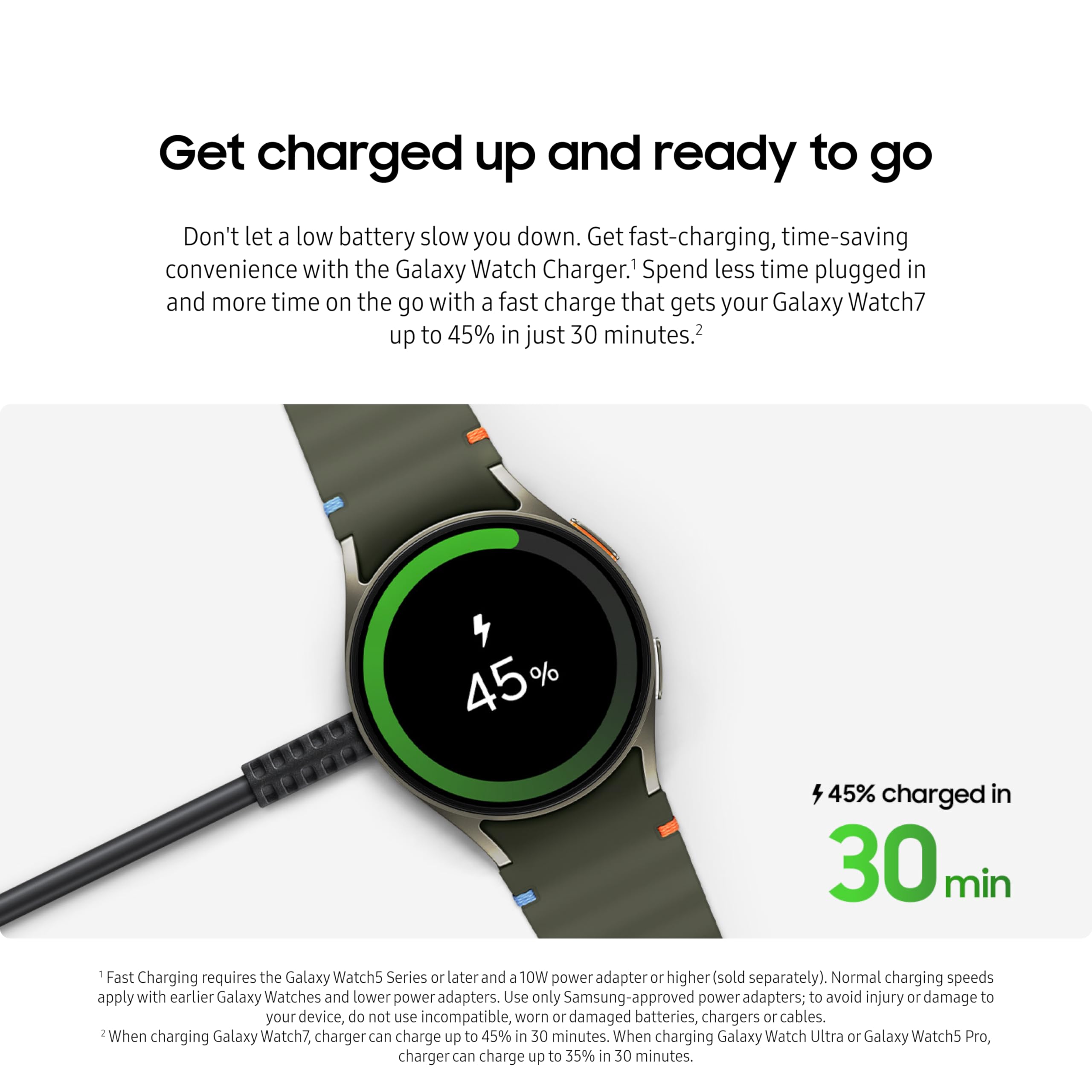 Samsung Galaxy Watch Charger, Fast, Magnetic Charging For Galaxy Watch 5, 6, 7, Fe, Ultra Series And Later, Ep-Ol300Bbeguj, Blac