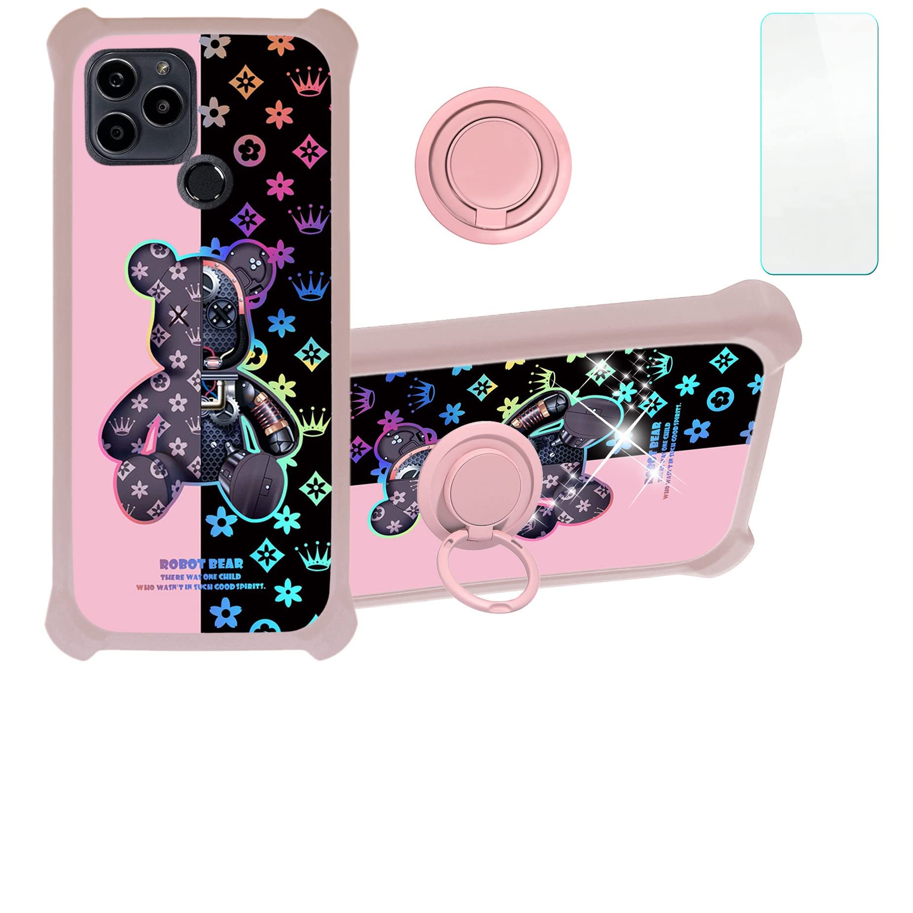 Jioeuinly Blu G91S Case Compatible With Blu G91S Phone Case Cover [With Tempered Glass Screen Protector][Hard Pc + Soft Silicone