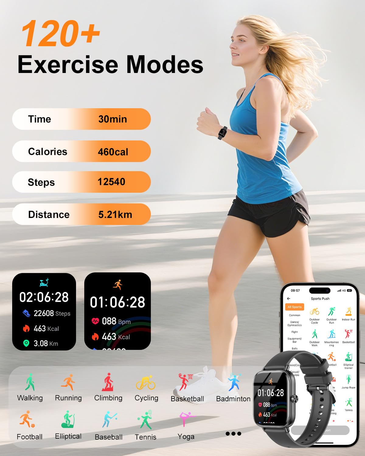 Smart Watch For Women With Bluetooth Call Answer/Dail,1.85 Diy Dial Fitness Watch With Heart Rate Sleep Monitor Step Counter 120