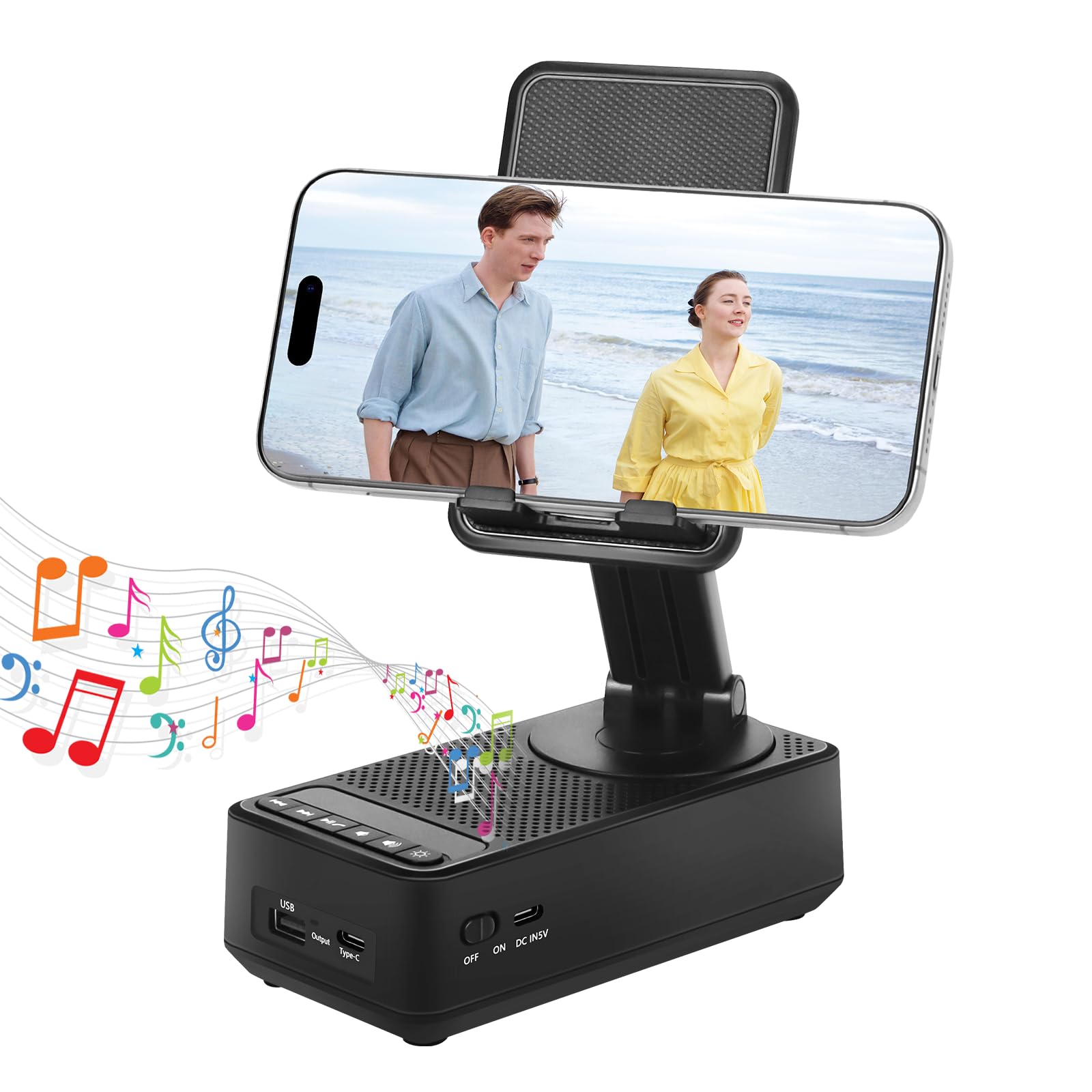 Toiysyy Cell Phone Stand With Bluetooth Speaker, Multi Angle 360 Degree Rotating, Hd Sound, Non Slip Base Gifts For Men/Women/Bo