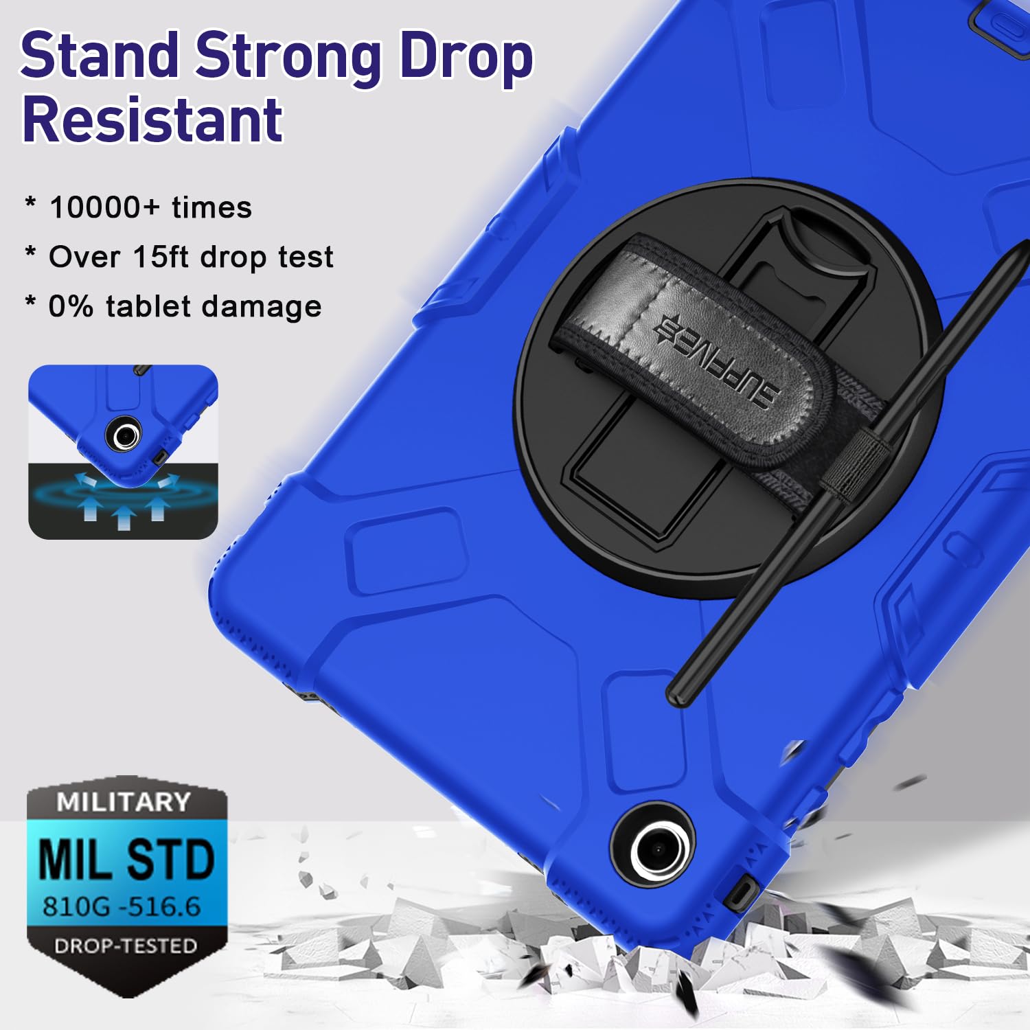 Supfives Case For Samsung Galaxy Tab A9 Plus 11 Inch 2023, Liquid Silicone Heavy Duty Shockproof Protector Tab A9 Plus Cover Wit