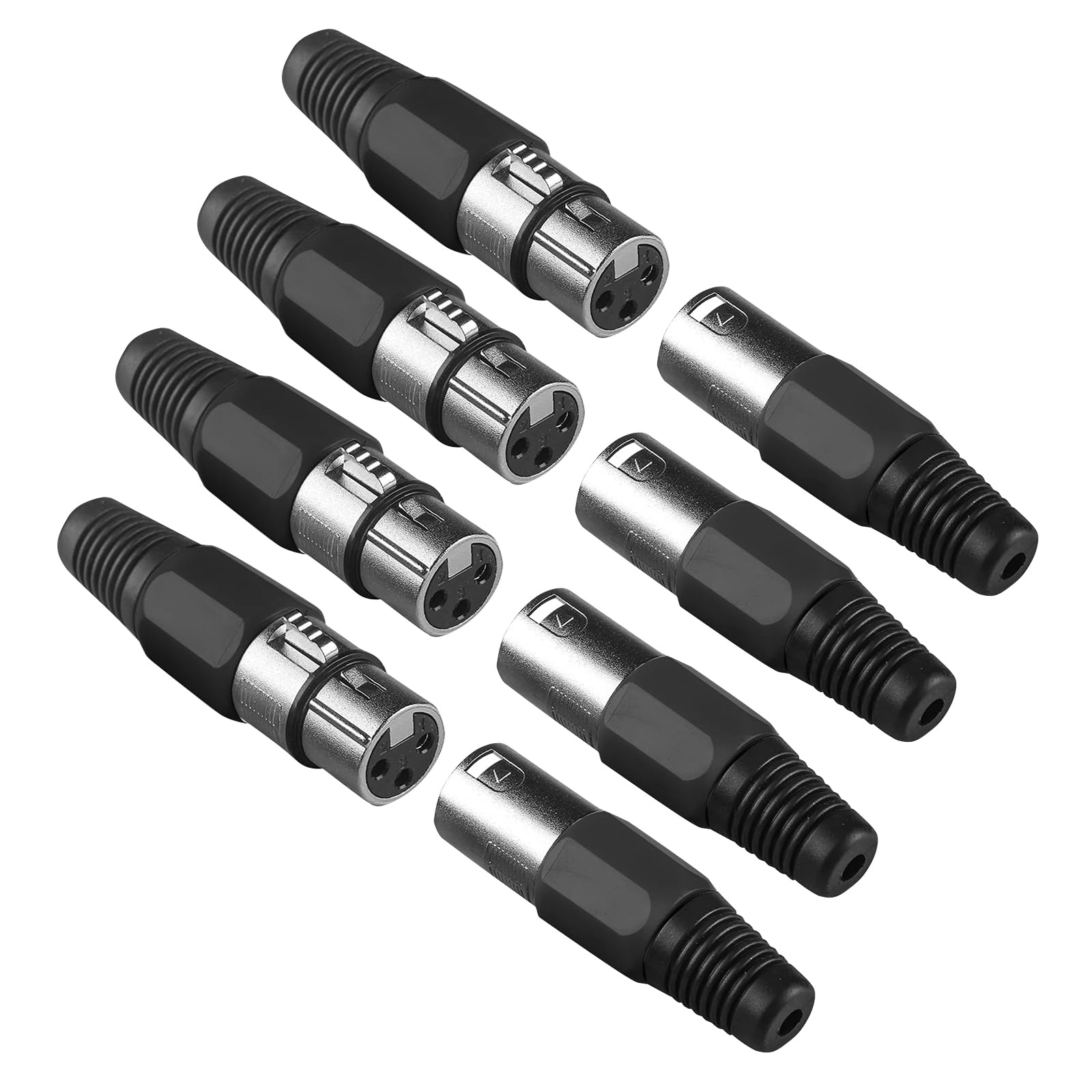 Mad Owl 4 Packs 3 Pin Xlr Connector Cannon Xlr Dmx Cable Connectors Xlr Female Male Adapter, Xlr Panel Mount Connector Xlr Micro