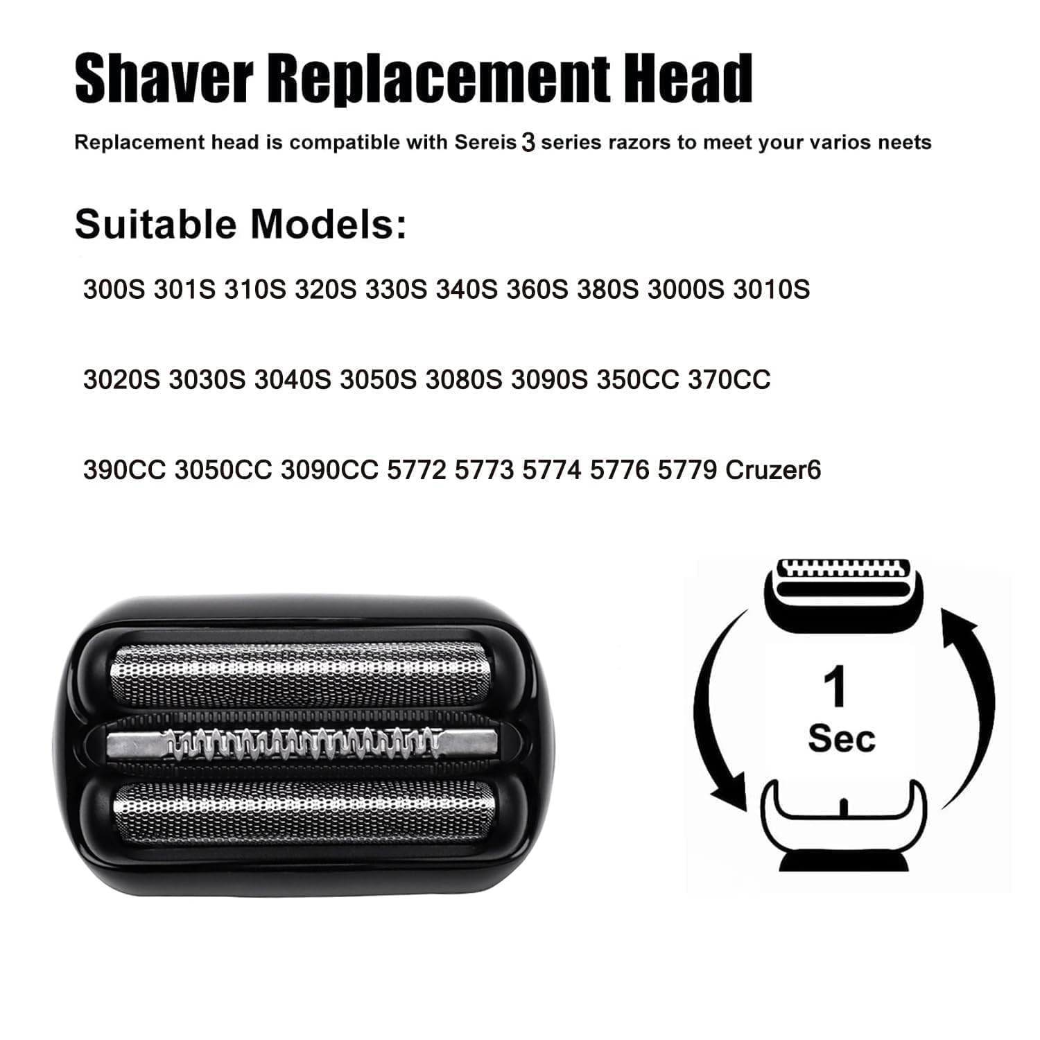 21B Series 3 Replacement Heads Compatible With Braun Series 3 Electric Shaver For Braun S3 Foil Shaver Fit For Electeic Razor 54