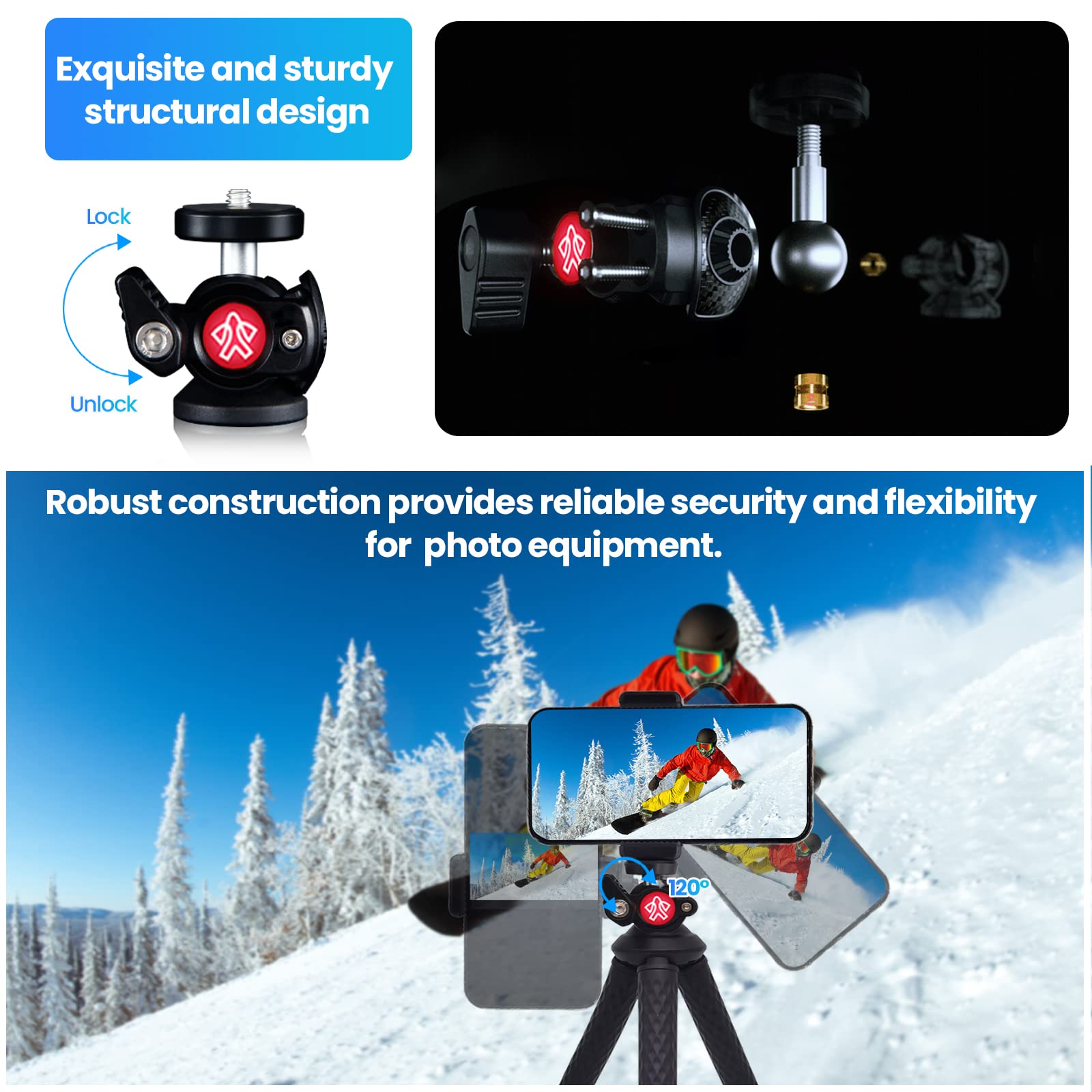 Tripod For Iphone, Goocong Flexible Tripod For Phone Camera With Cell Phone Mount For Samsung Google Smartphone, Dslr Camera