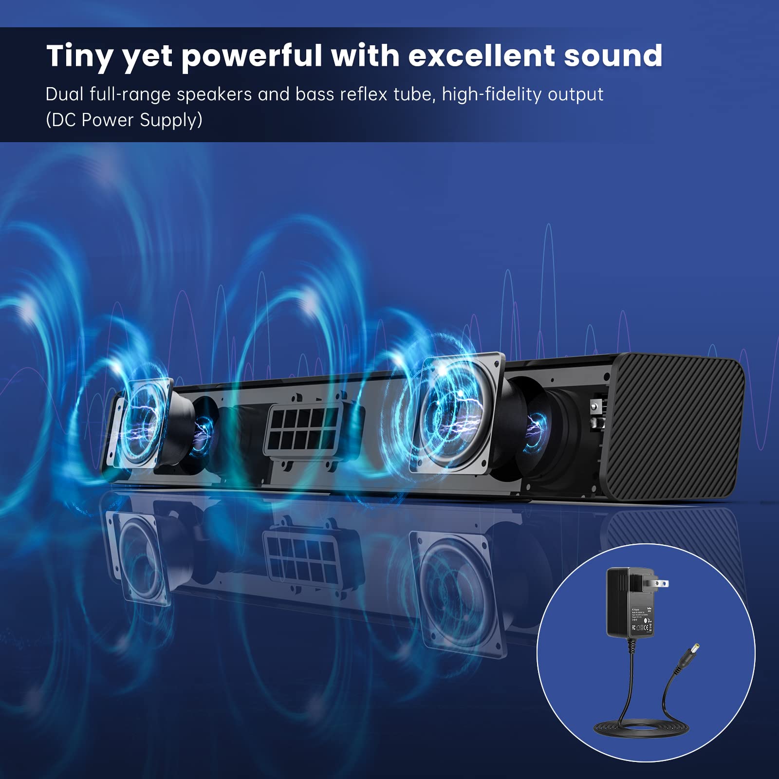 Sound Bar, Bestisan 50 Watts Soundbar With Hdmi, Optical, Coaxial, Aux, Usb And Bluetooth Connection, Dsp, Bass Adjustable, 16 I