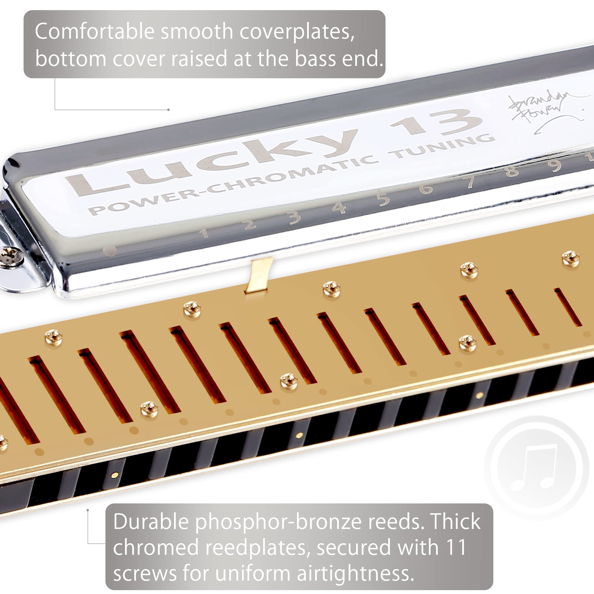 East Top Lucky 13 Bass Plus Blues Harmonica 13 Holes Diatonic Harp Mouth Organ Professional Musical Instruments Powerchromatic C