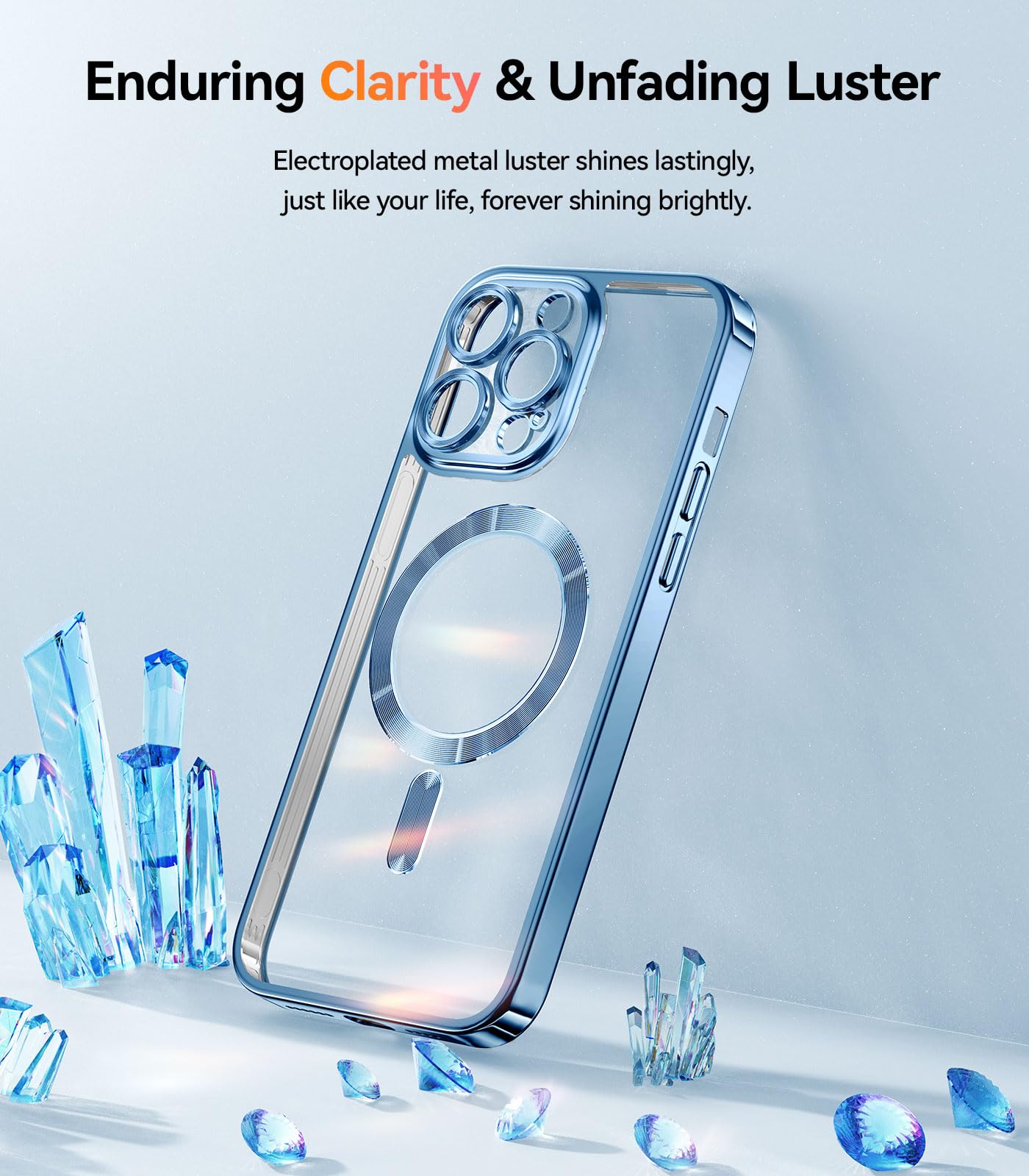 Meifigno Candy Mag Series Case Designed For Iphone 13 Pro, [Compatible With Magsafe][Glitter Card & Wrist Strap] Full Camera Len