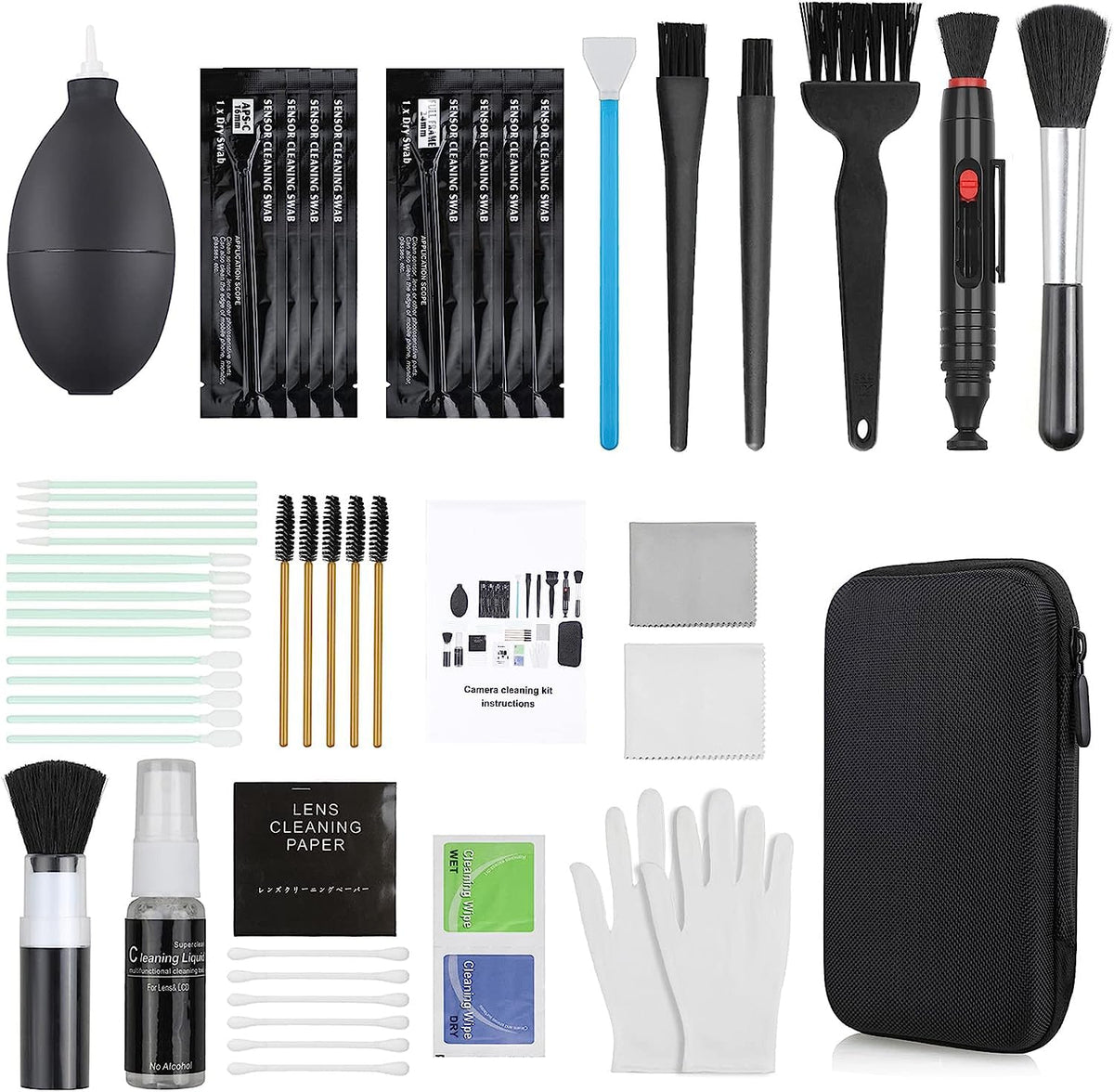 18 In 1 Professional Camera Cleaning Kit For Most Dslr Cameras (Canon, Nikon,Sony), With Air Blower/Cleaning Pen/Detergent/Clean