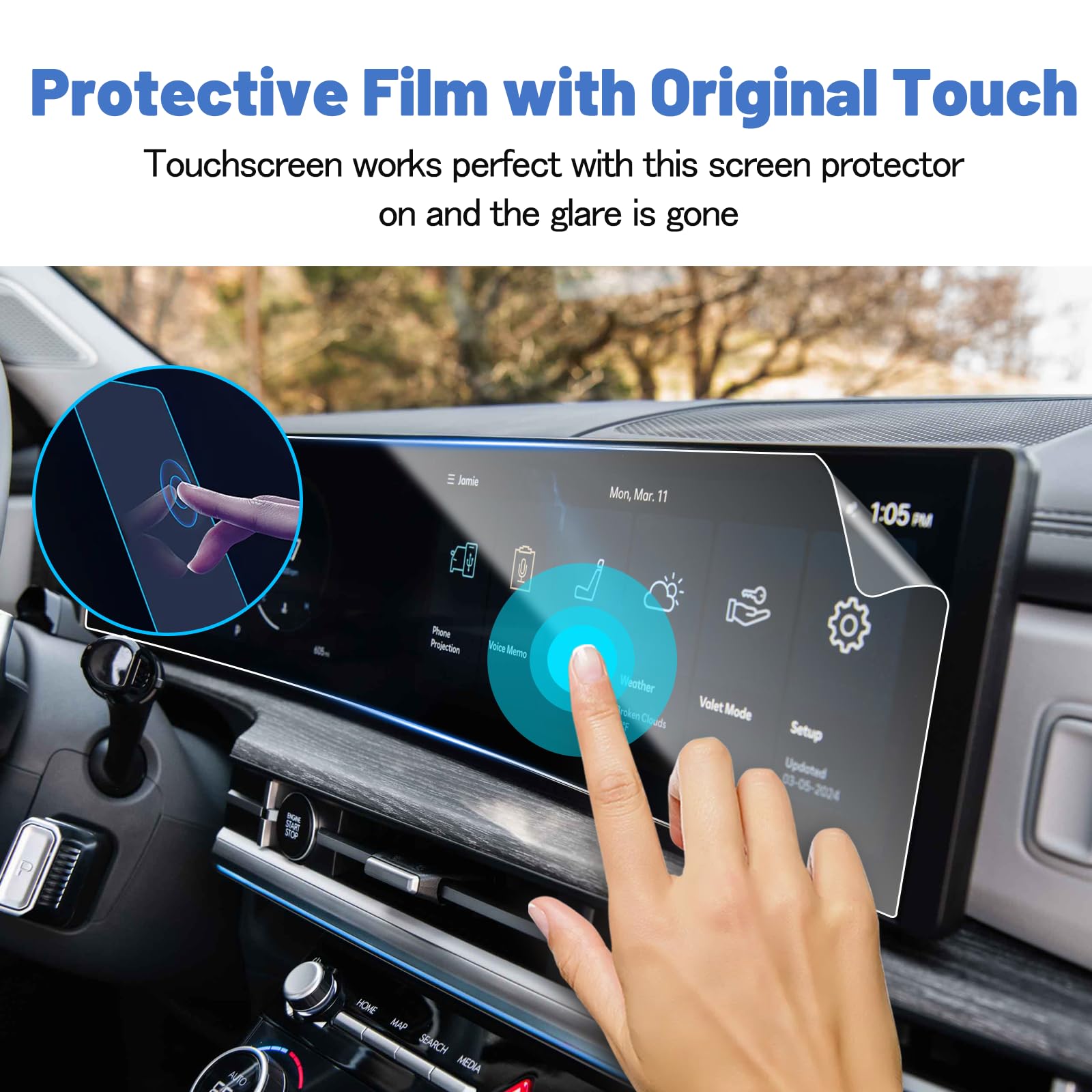 Shaohao For 2024 Hyundai Santa Fe Screen Protector Santa Fe Accessories 2024 Santa Fe (Se, Sel, Xrt, Limited, Calligraphy) 12.3 Inch Center Control Screen Hd Clear Dual Screen Protective Film 2Pcs