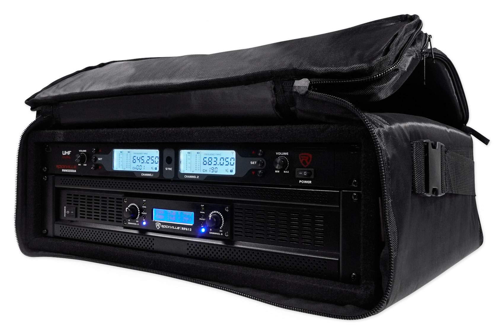 Rockville 3U Rack Bag Double-Sided Case With 16 Depth + Shoulder Strap (Rrb35) Black