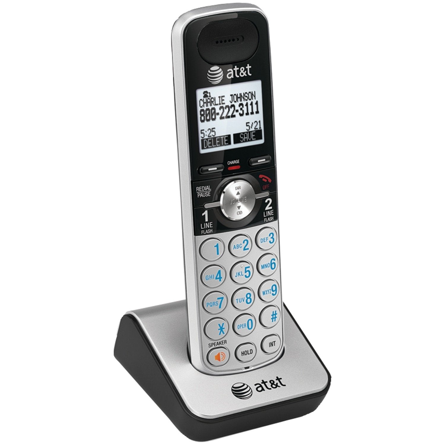 At&T Tl88002 Accessory Cordless Handset, Silver/Black | Requires An At&T Tl88102 Expandable Phone System To Operate