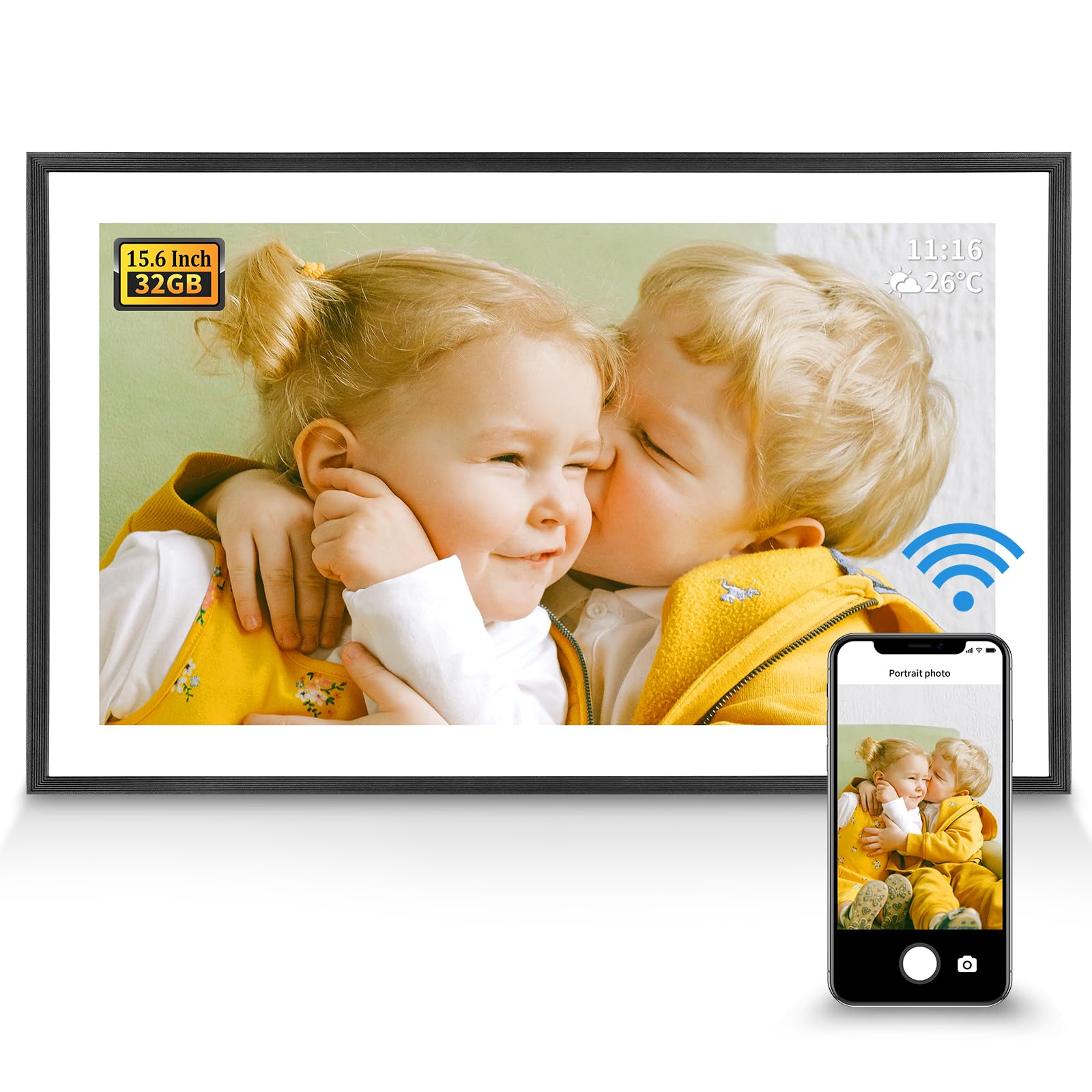 Digital Picture Frame 32G Wifi   15.6 Inch Digital Photo Frame With 1920 * 1080 Ips Fhd Touch Screen. Auto Rotate Electronic Pic