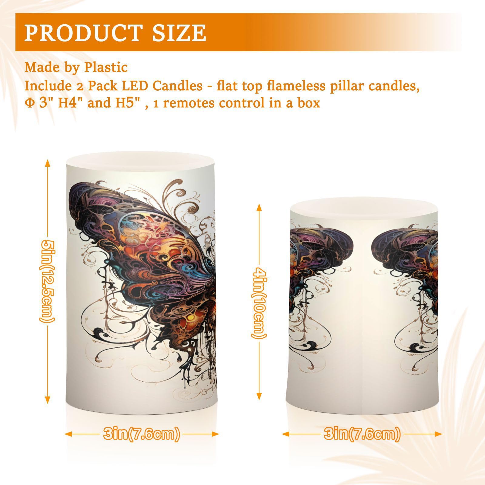 Alaza Butterfly Flickering Flameless Candles Battery Operated With Remote Timer,Tea Light Candles Led Pillar Votive Candles Set