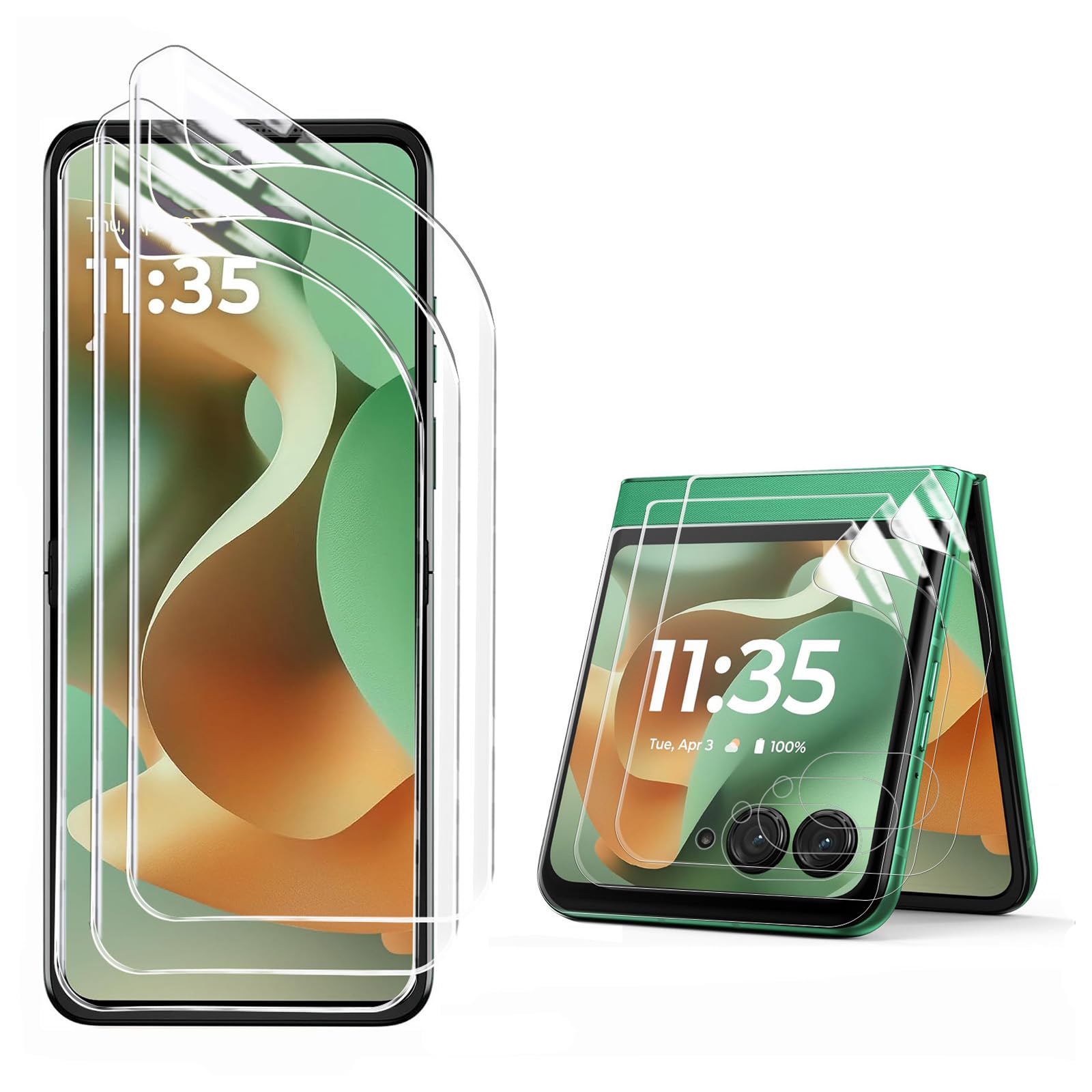 Afengbox 3 Pack For Motorola Razr 2025/2024 Screen Protector,[3 Main Screen + 3 Front Screen],Razr 2025/2024 Hd Tpu Shield Anti 