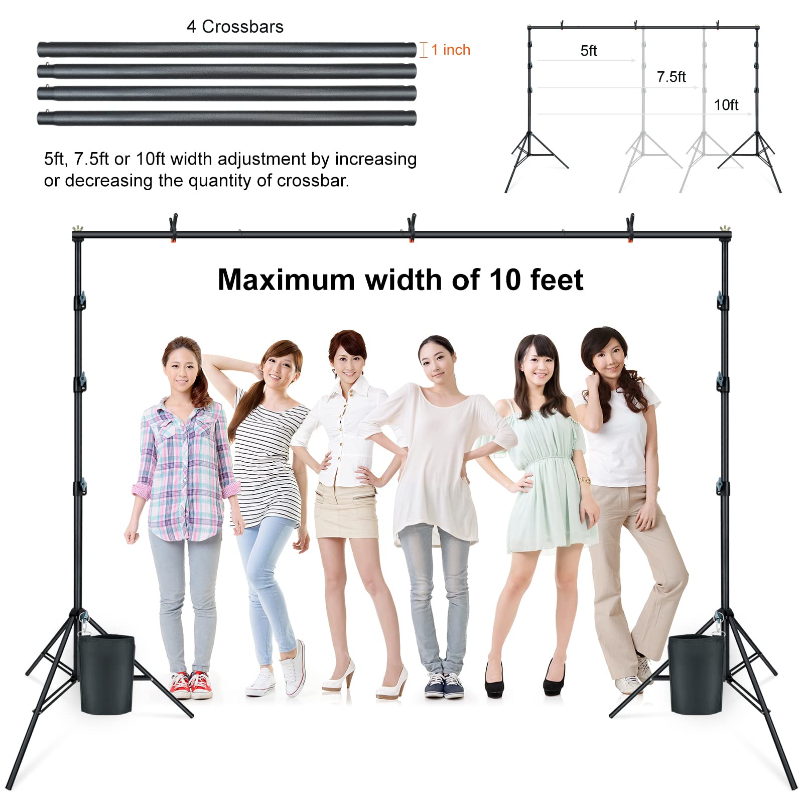 Linco Lincostore 9X10 Ft Photography Photo Backdrop Stand Background Support System Kit 4154 4236 Black
