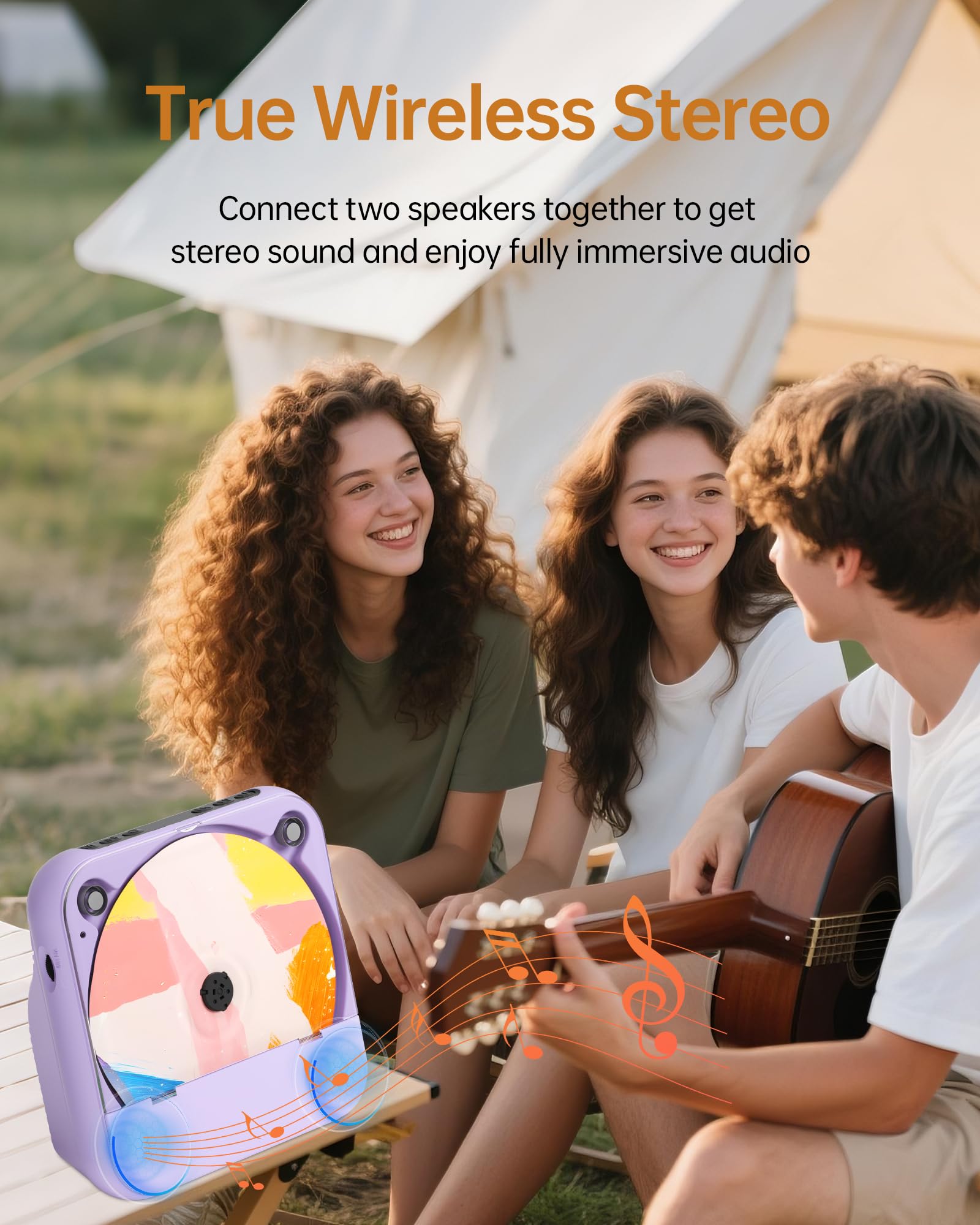 Envycloud Portable Cd Player Bluetooth Rechargeable, Wireless Mini Desktop For Home With Hifi Speaker, Cute Cd Player Remote Con