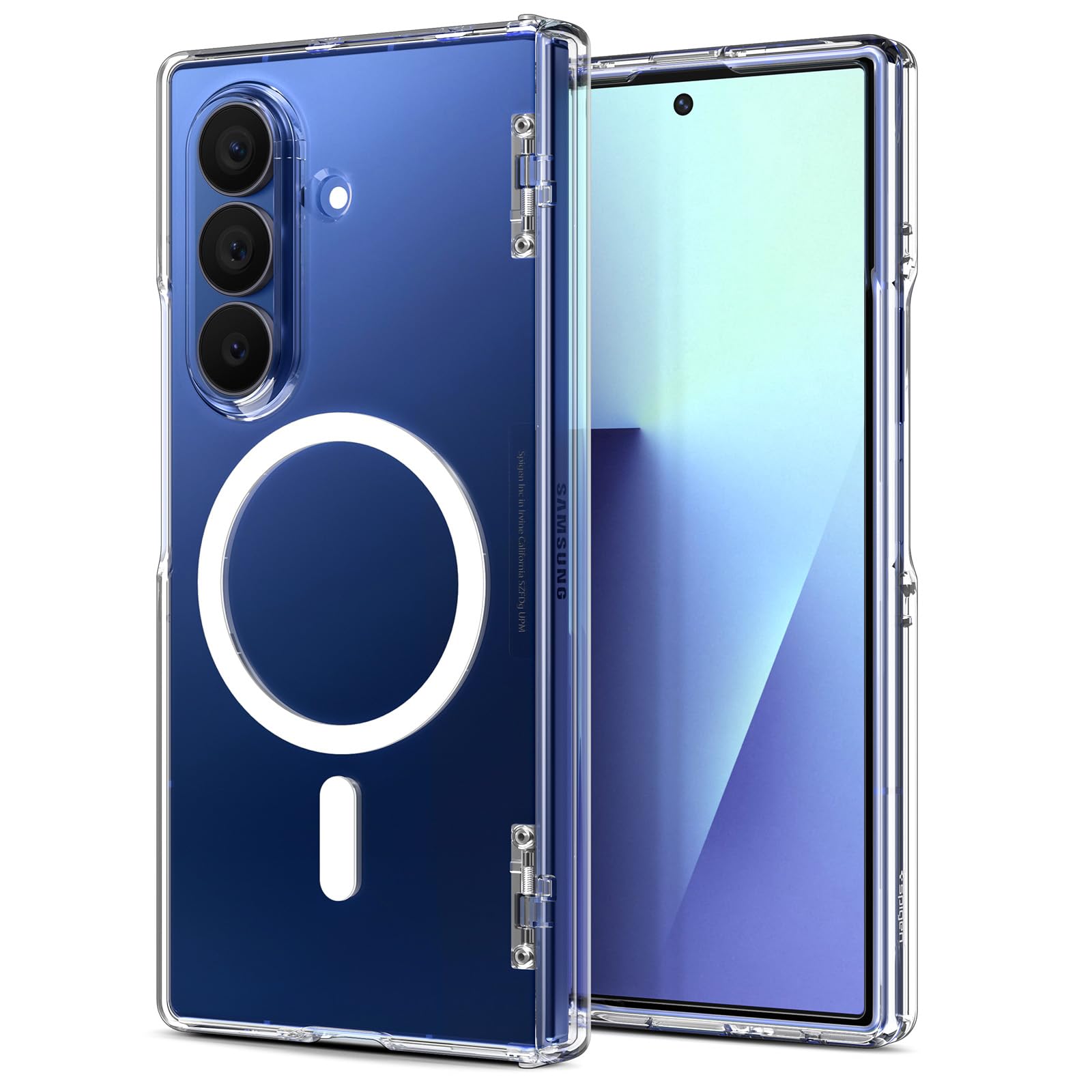 Spigen for Galaxy Z Fold 7 Case, Ultra Hybrid Pro MagFit [Anti-Yellowing] [Fast Wireless Charging/Hinge Protection] - Clear Whit