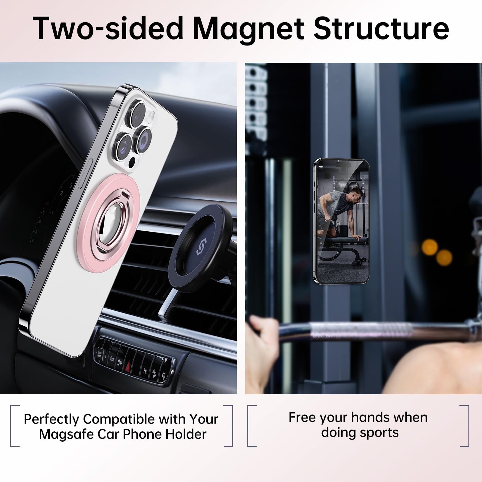 Syncwire Magnetic Phone Ring Holder For Magsafe, Magnetic Phone Ring Stand Finger Grip Kickstand With Two Sided Magnet For Magsa