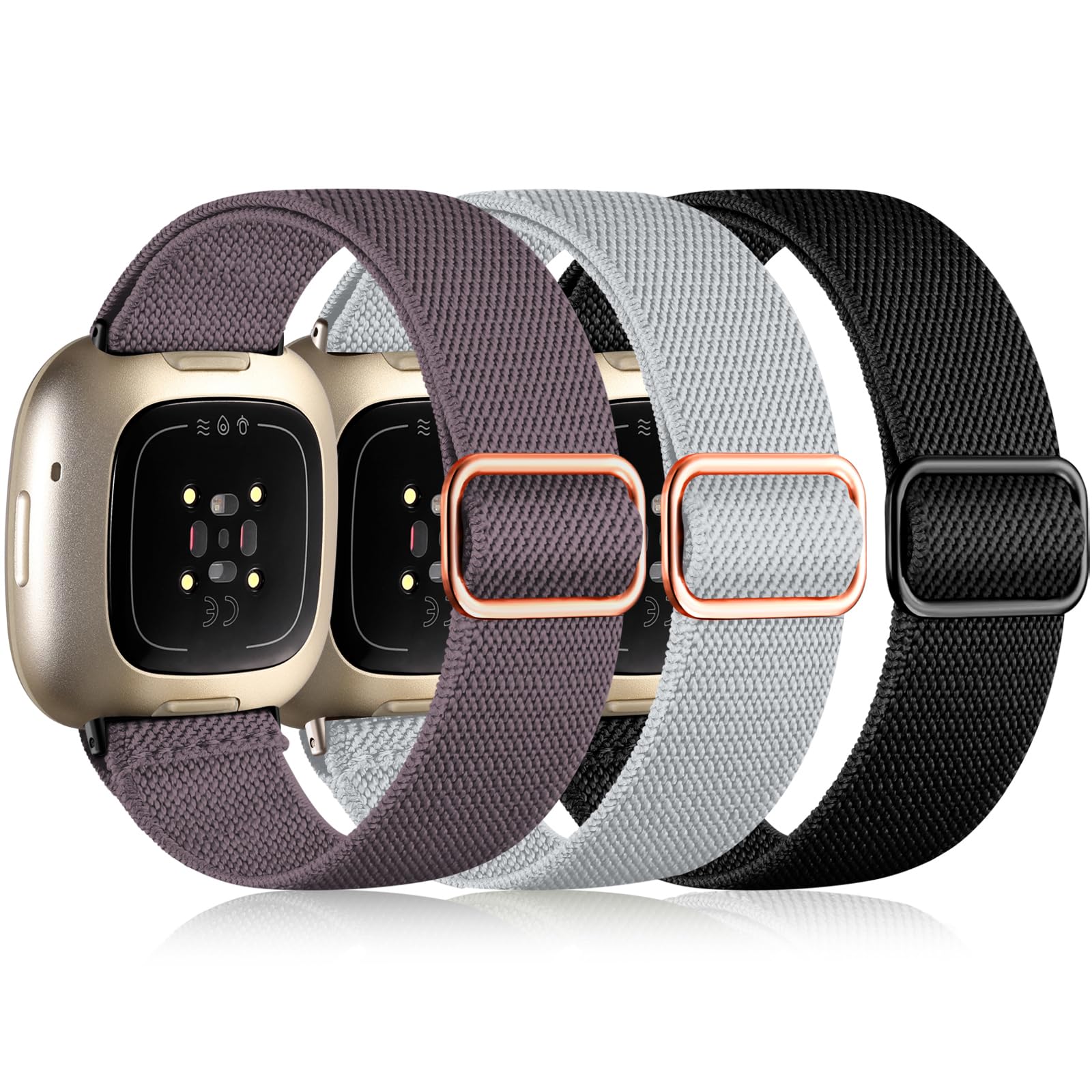 Maledan Charm Bands Compatible For Fitbit Versa 3/Fitbit Sense/Versa 4/ Sense 2 Band Men Women, Breathable Sport Wristband Repla