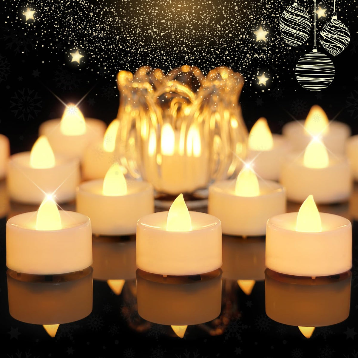 Beichi 24 Pcs Flameless Tealights Candles With Timer, 6 Hours On And 18 Hours Off In 24 Hours Cycle Automatically, Battery Opera