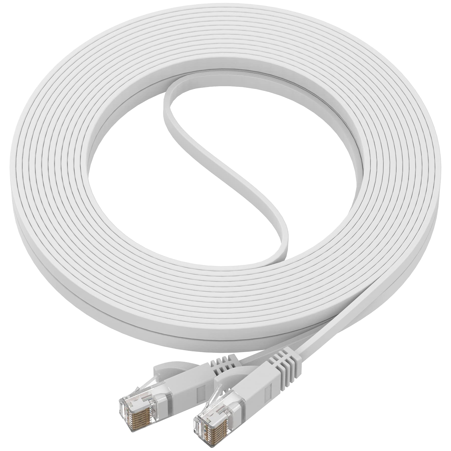 Cat 6 Ethernet Cable, Flat 15 Feet Lan, Utp Cat 6, Rj45, Network Cord, Patch, Internet Cable   15 Ft   White